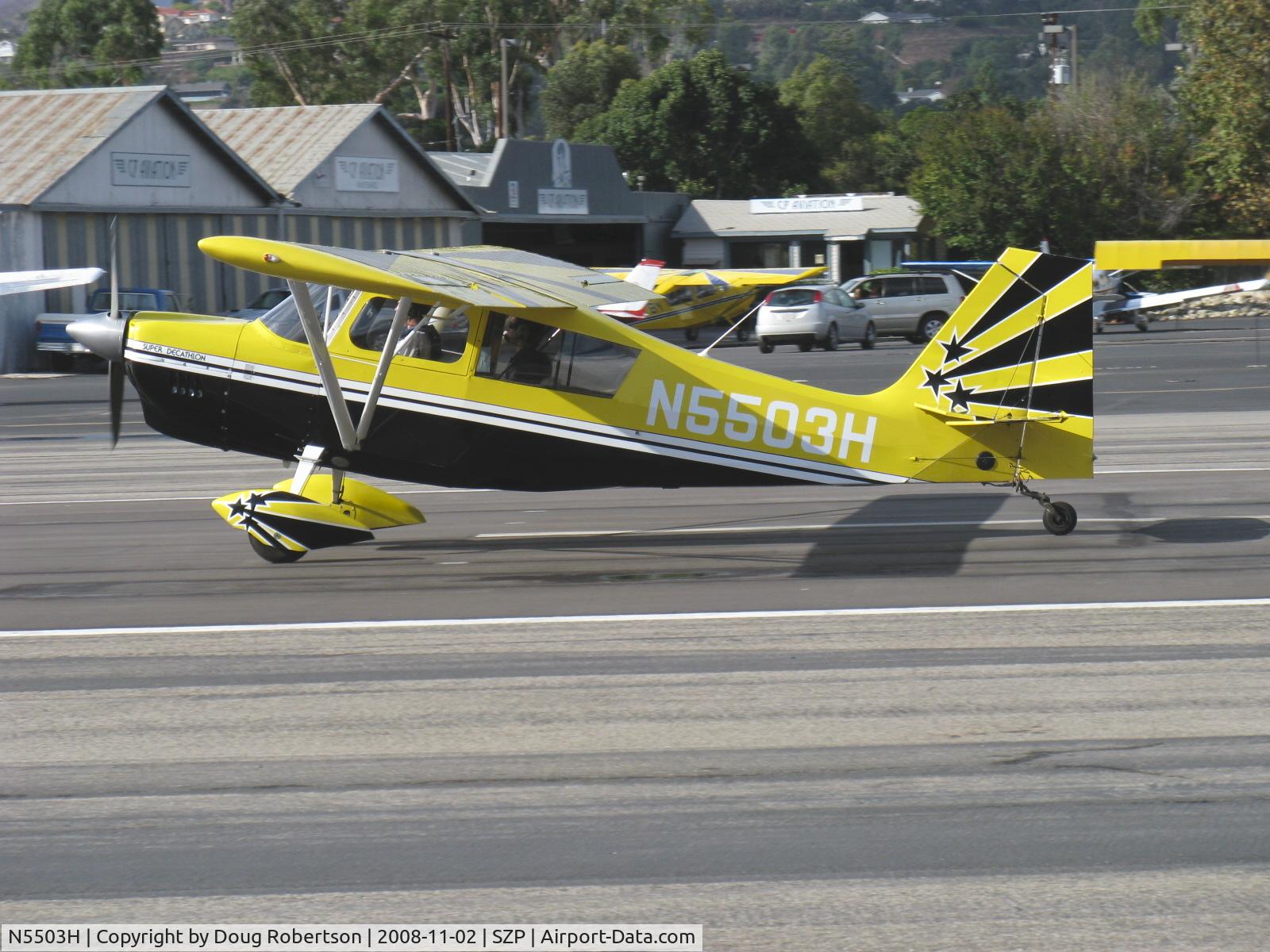 N5503H, 1978 Bellanca 8KCAB Super Decathlon C/N 413-78, 1978 Bellanca 8KCAB SUPER DECATHLON, Lycoming AEIO-360 180 Hp, landing roll Rwy 22