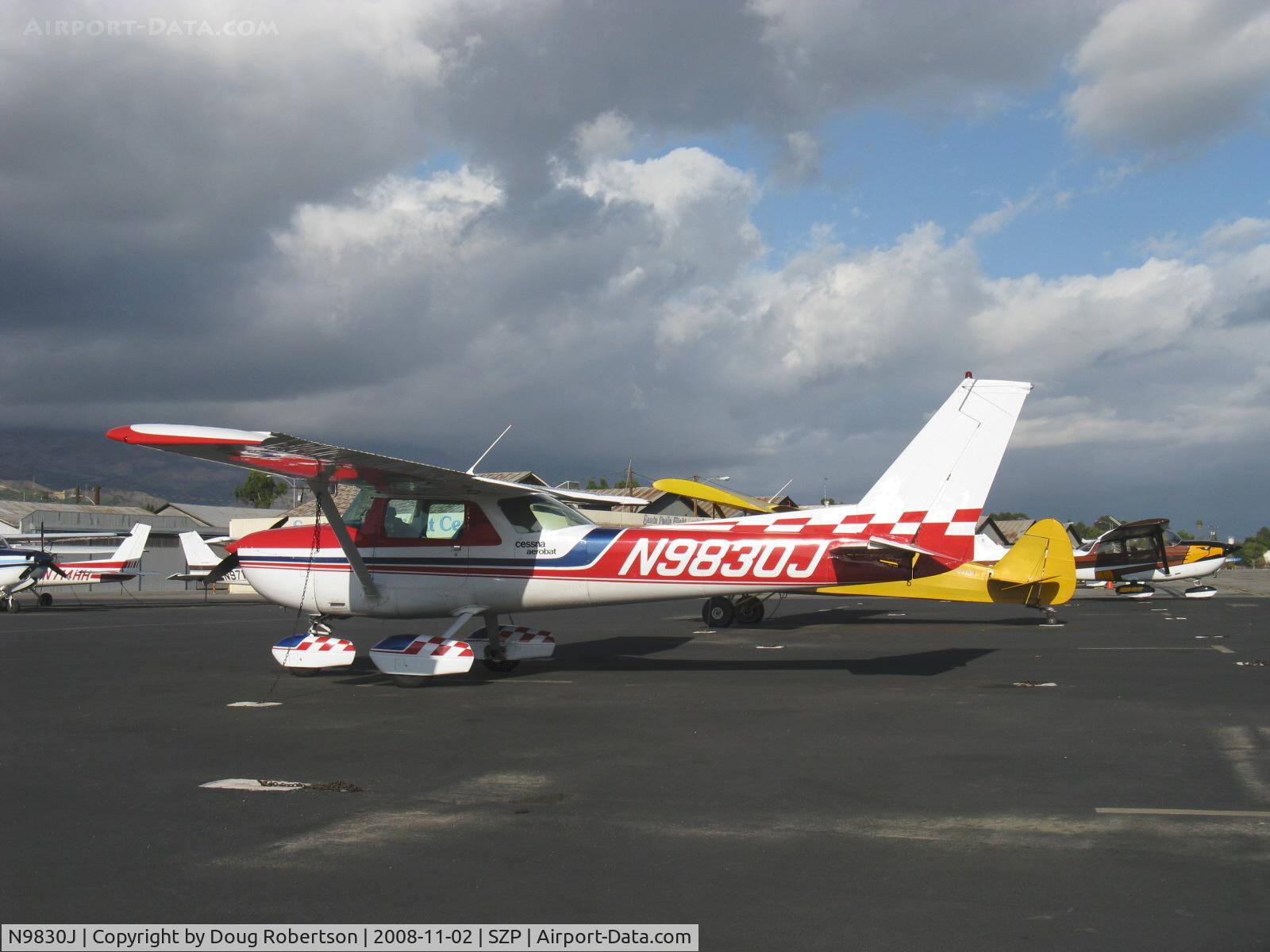 N9830J, 1975 Cessna A150M Aerobat C/N A1500639, 1975 Cessna A150M AEROBAT, Continental O-200 100 Hp, rated +6,-3 Gs, checker stripe tail