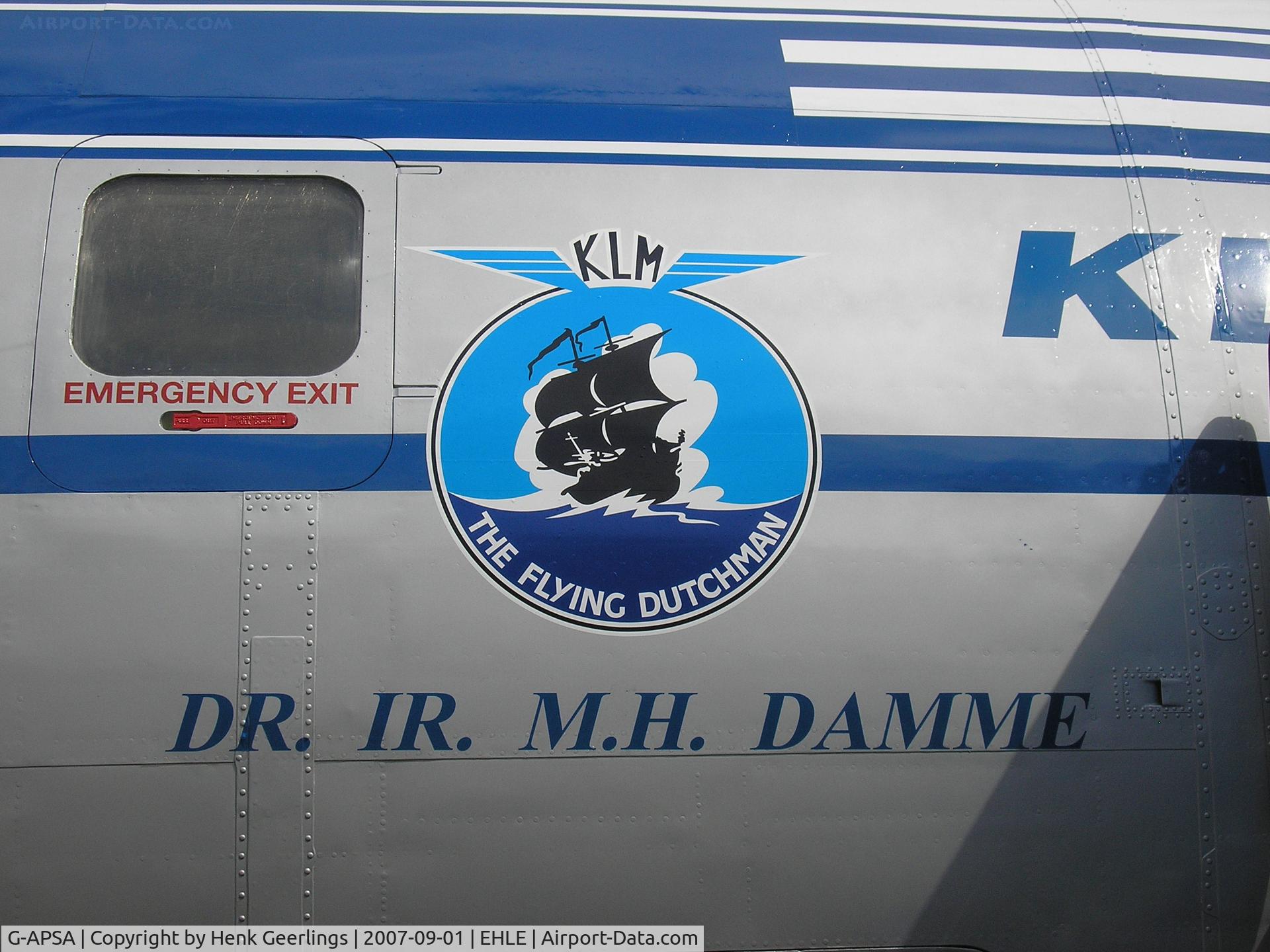 G-APSA, 1958 Douglas DC-6A C/N 45497, G-APSA , cs KLM, Logo of KLM ; Giants of History Fly in , Aviodrome - Lelystad Airport