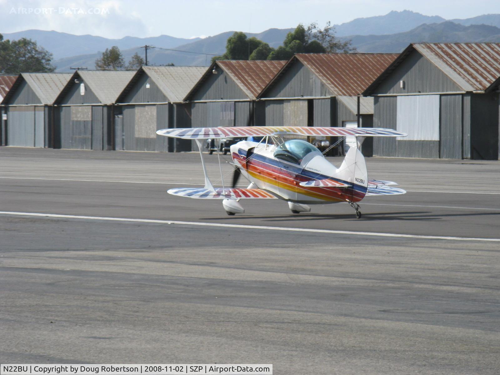 N22BU, 1987 Christen Eagle II C/N BRUNER 0001, 1987 Bruner/Ulmer CHRISTEN EAGLE II, Lycoming AEIO-360, Experimental class, landing roll Rwy 22