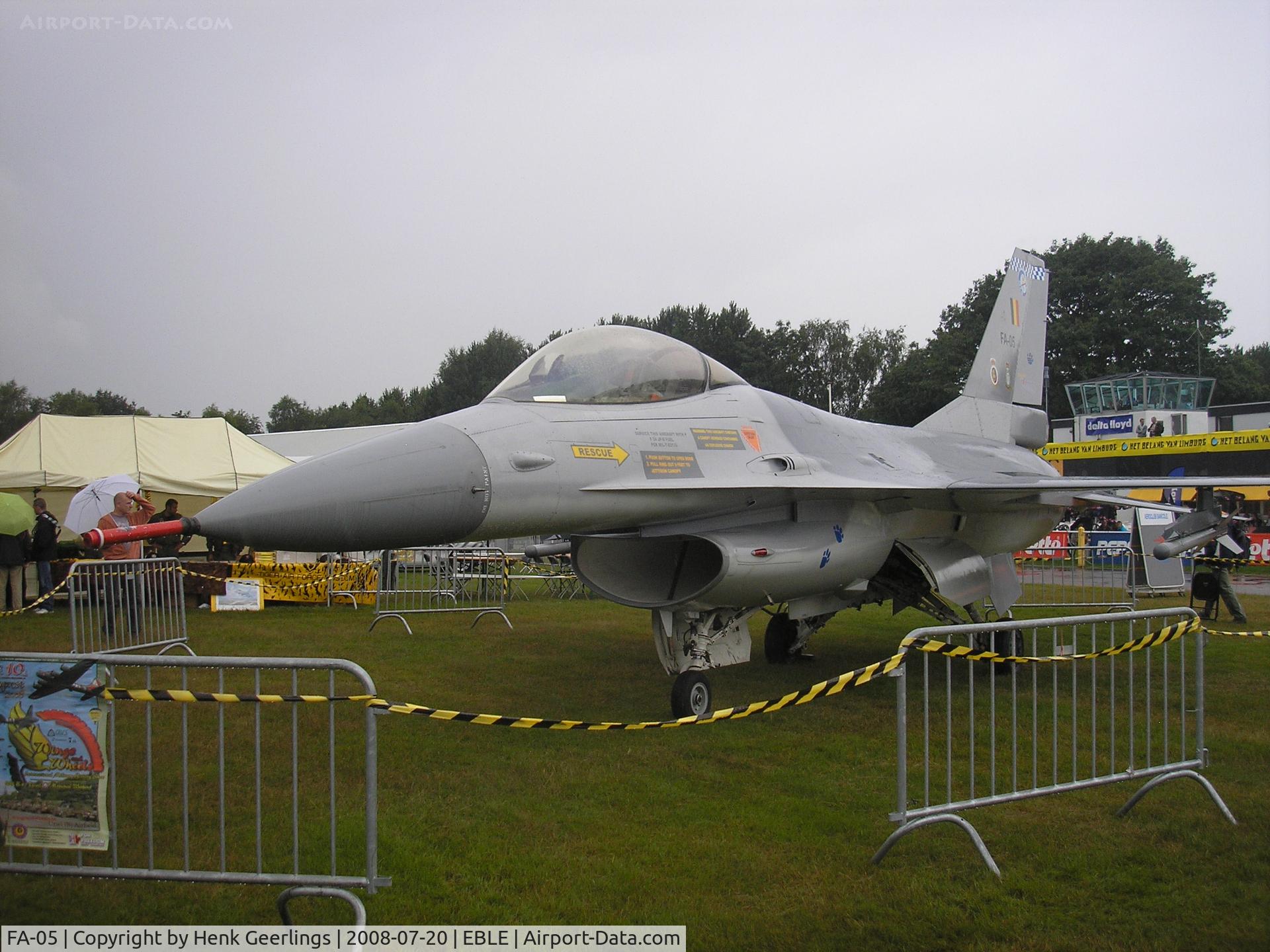 FA-05, SABCA F-16A Fighting Falcon C/N 6H-5, Sanicole Airshow , 20 jul 2008