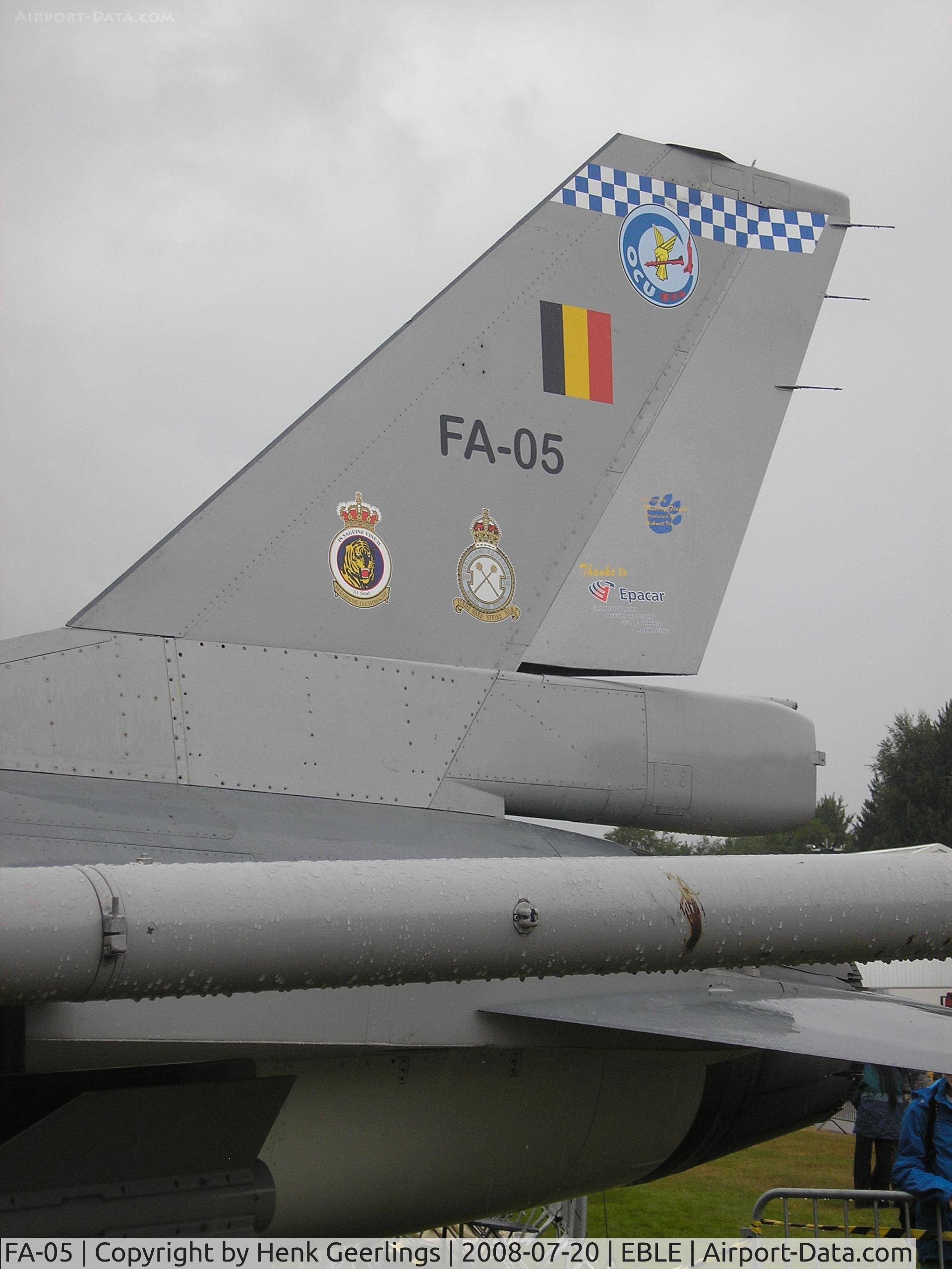 FA-05, SABCA F-16A Fighting Falcon C/N 6H-5, Sanicole Airshow , 20 jul 2008 , Belgium
