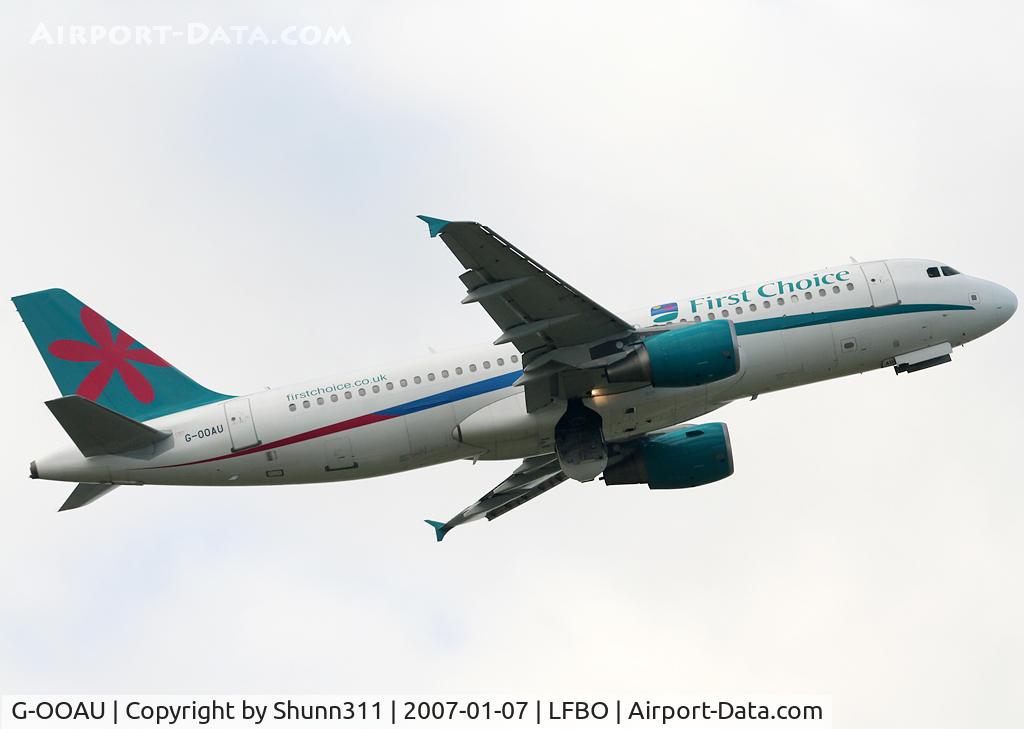 G-OOAU, 2001 Airbus A320-214 C/N 1637, Take off rwy 32R