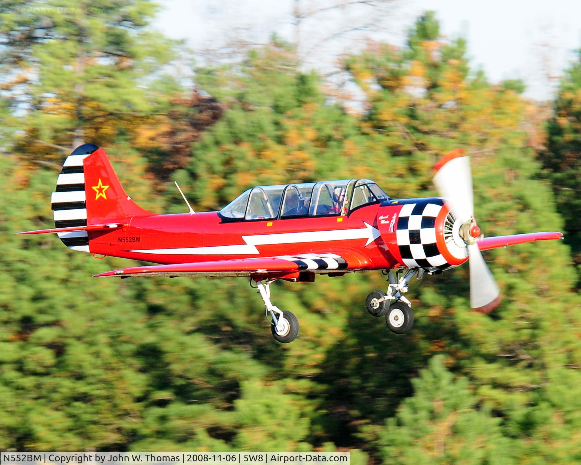 N552BM, 1991 Yakovlev (Aerostar) Yak-52 C/N 9111402, Departing runway 22