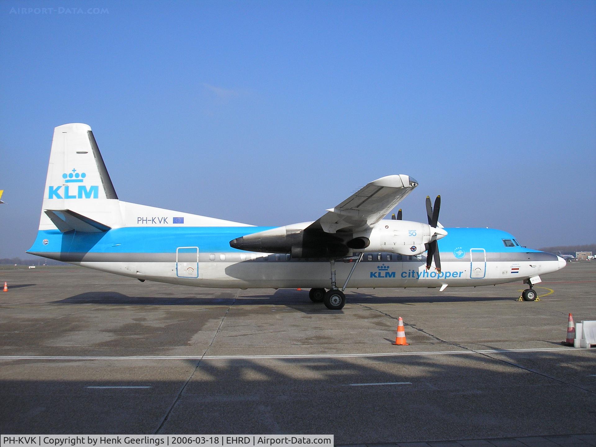 PH-KVK, 1991 Fokker 50 C/N 20219, KLM Cityhopper , Rotterdam Airport 2006