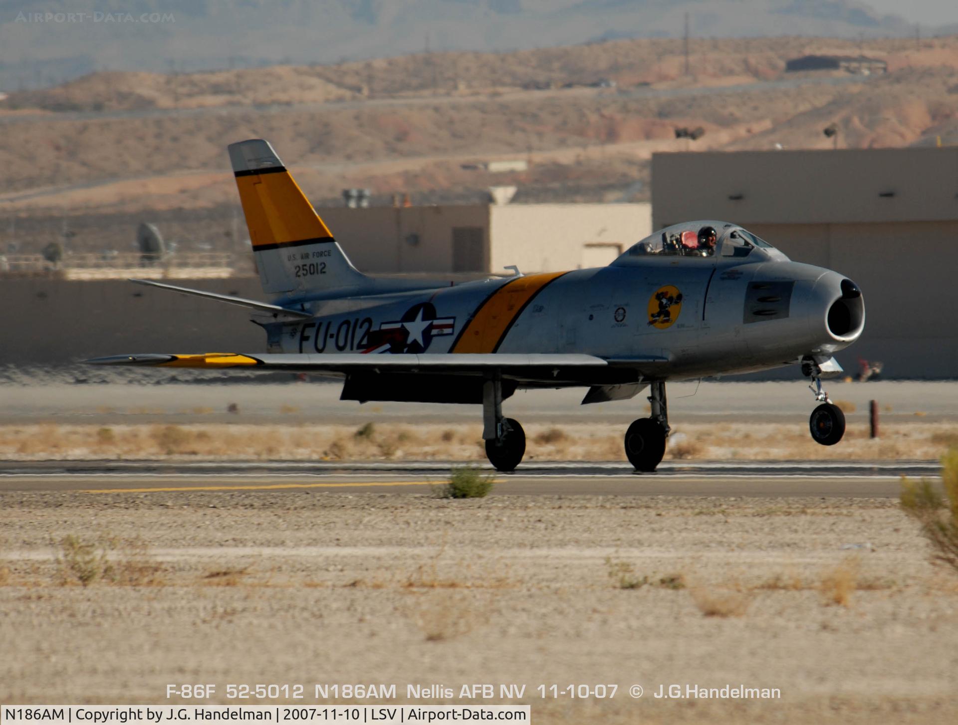 N186AM, 1952 North American F-86F Sabre C/N 191-708, down and dirty at Nellis