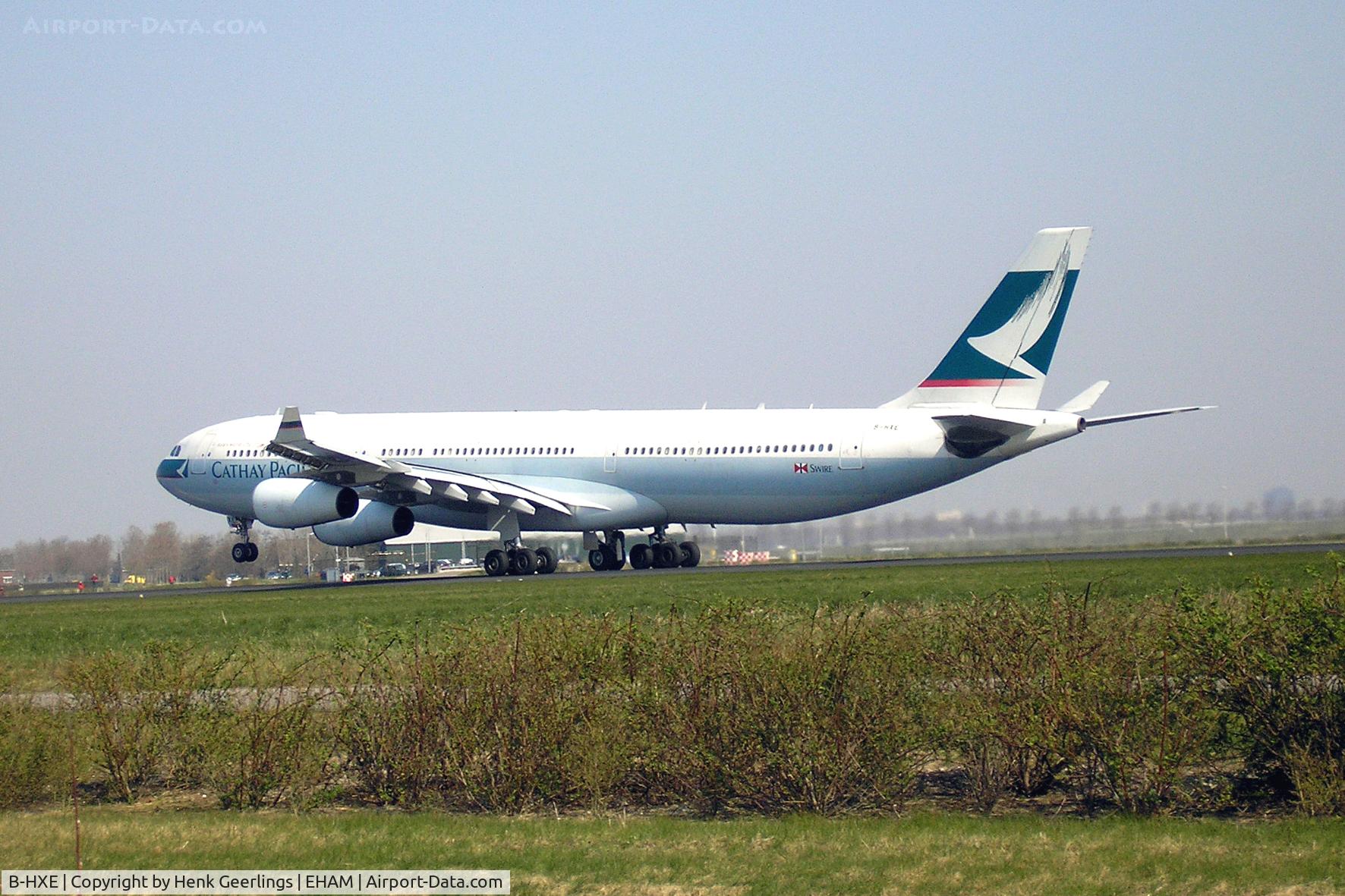 B-HXE, 1996 Airbus A340-313 C/N 157, Take off from Schiphol , nonstop to HKG