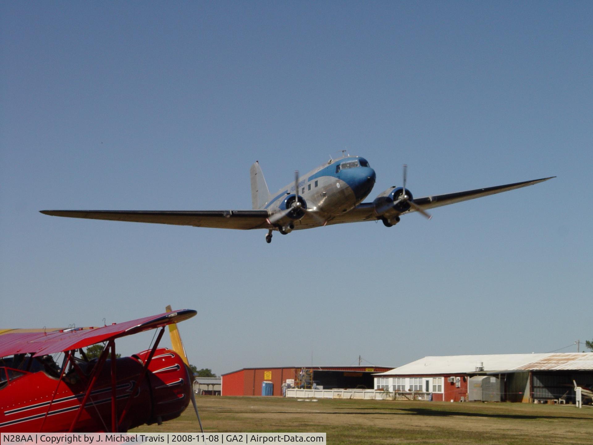 N28AA, 1940 Douglas DC-3A C/N 2239, POLY FIBER DC-3 low pass!