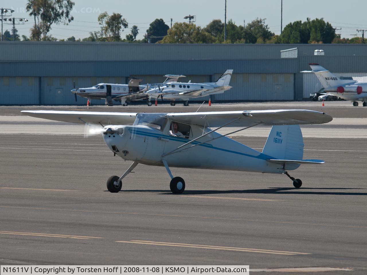 N1611V, 1947 Cessna 120 C/N 13783, NC1611V exiting onto the taxiway after arriving on RWY 21
