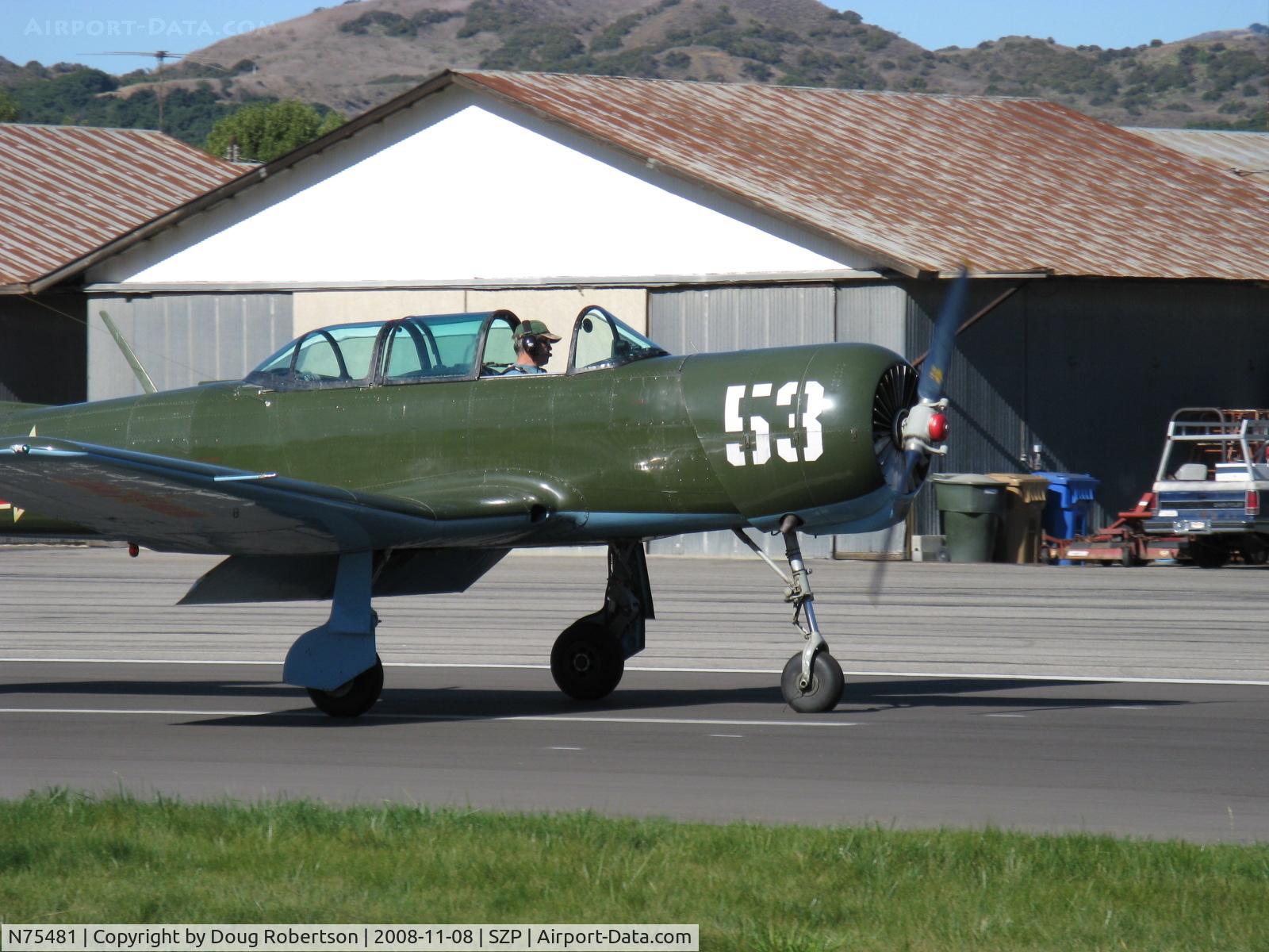 N75481, 1972 Nanchang CJ-6A C/N 2951272, 1972 Nanchang China CJ-6A, Huosai 6A 9 cylinder radial 285 Hp, landing roll Rwy 04