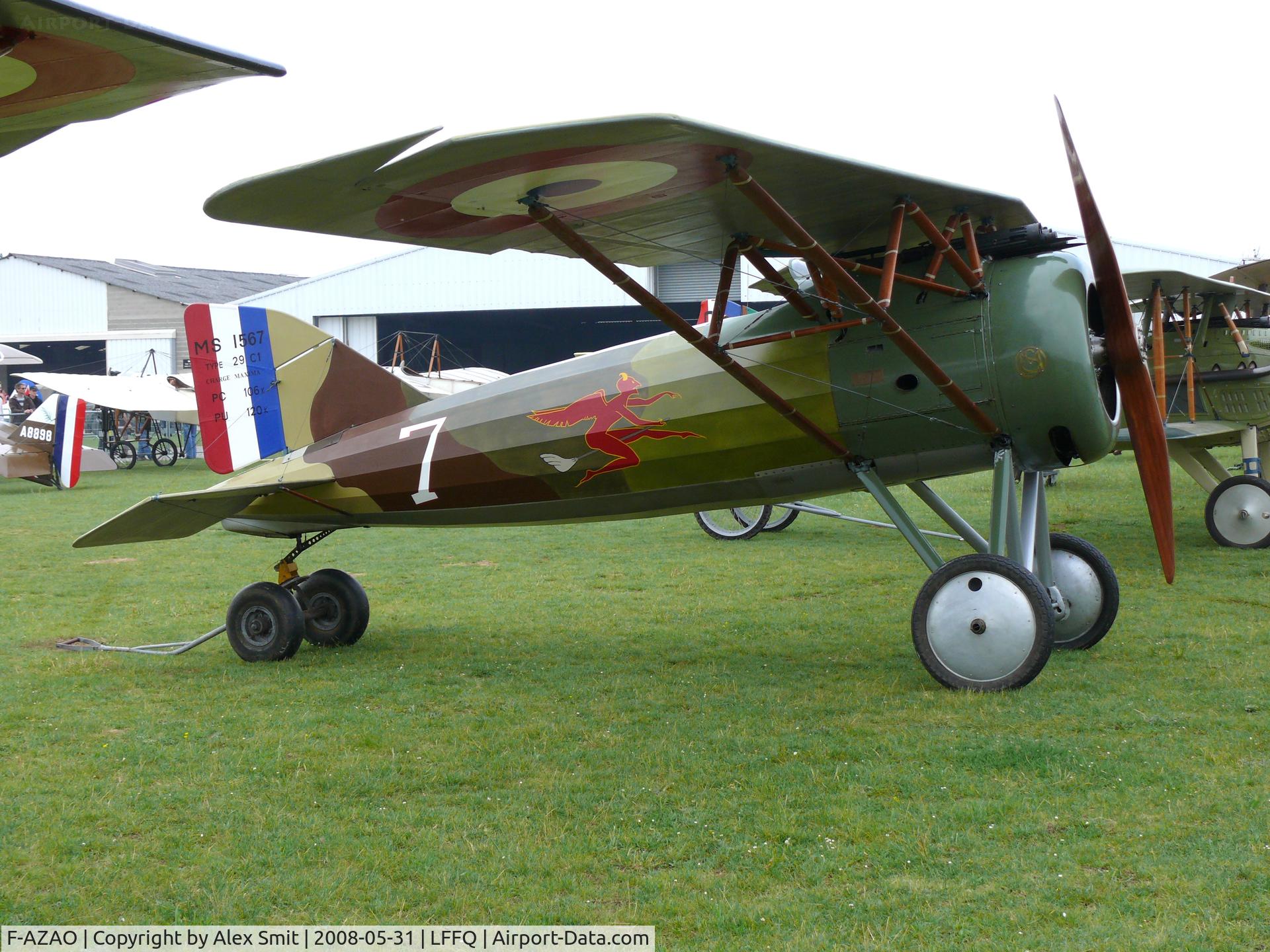F-AZAO, Morane-Saulnier MS-A1 Replica C/N 03, Morane Saulnier MS A1 F-AZAO painted as French Air Force 7/MS1567; It is not F-AZAP: read this page carefully: http://www.ajbs.fr/musee4.php