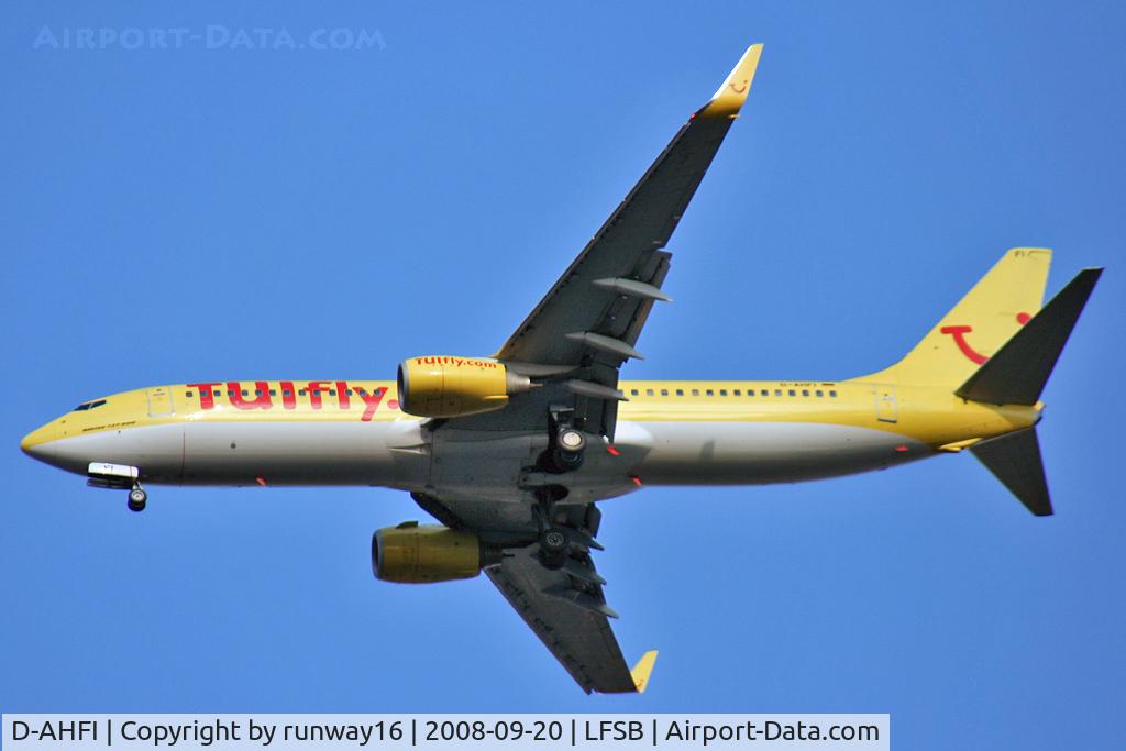 D-AHFI, 1999 Boeing 737-8K5 C/N 27984, landing on runway 34 new c/s