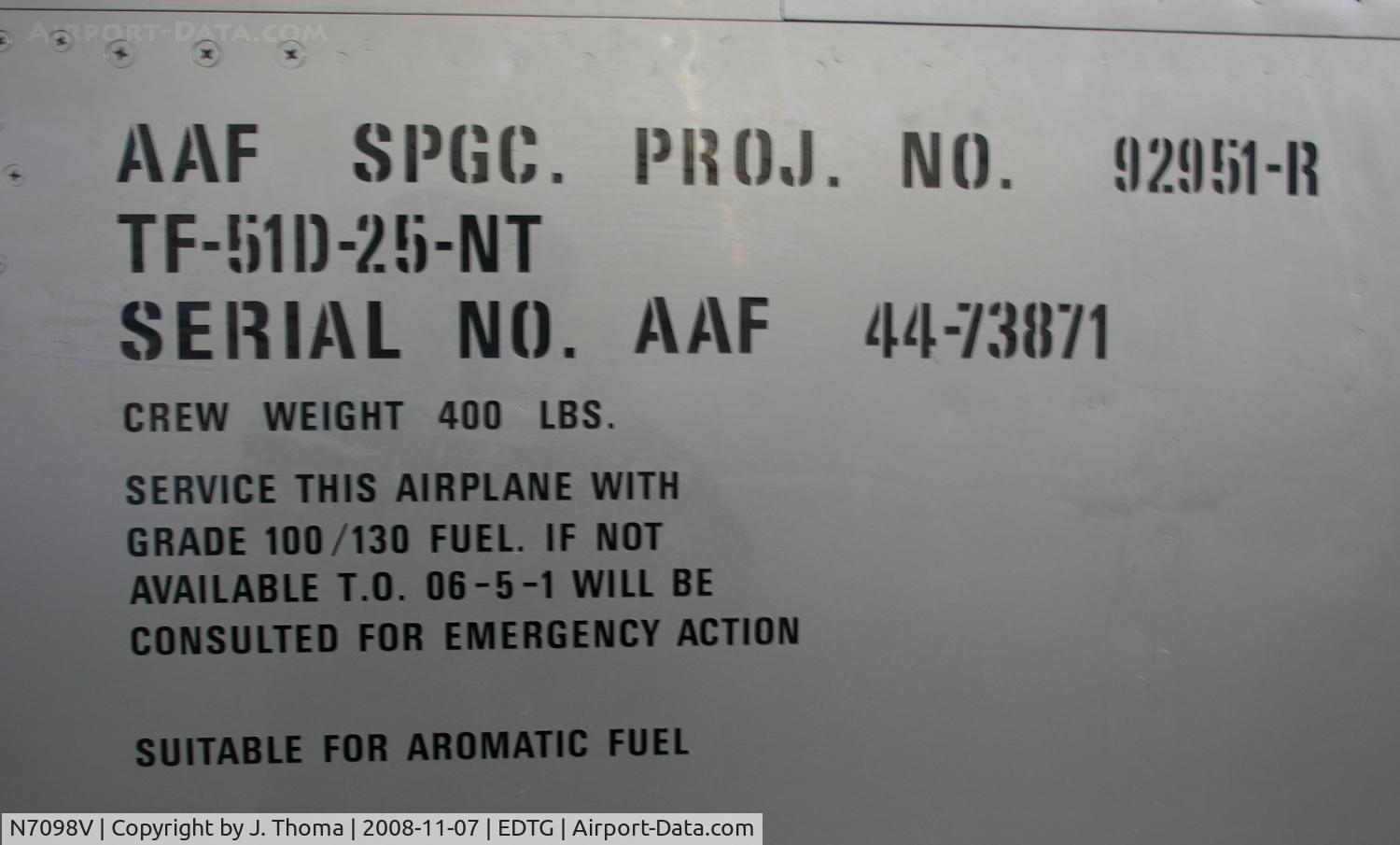 N7098V, North American P-51D Mustang C/N 44-73871, North American TF-51D Mustang