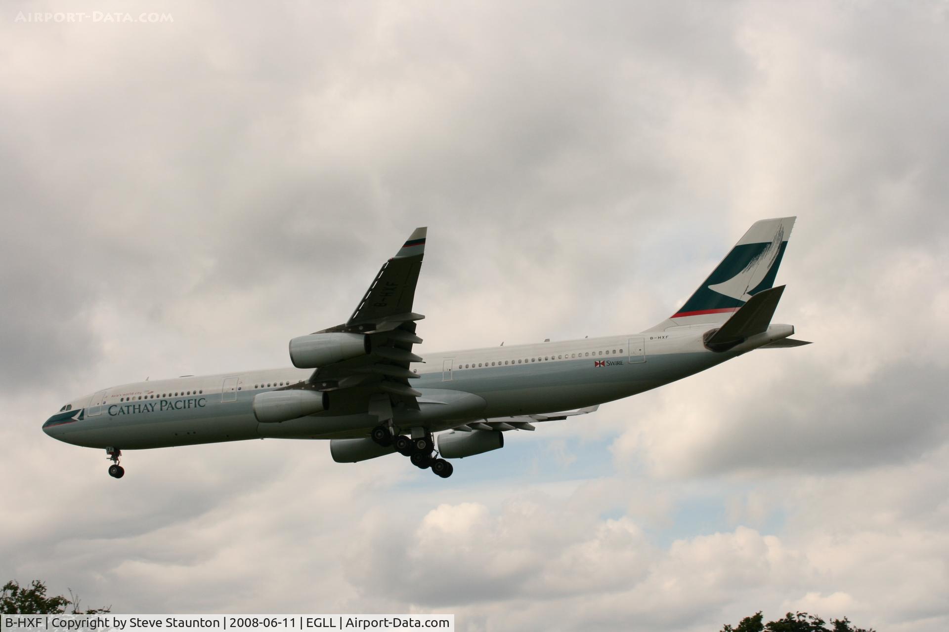 B-HXF, Airbus A340-313 C/N 160, Taken at London Heathrow 11th June 2008