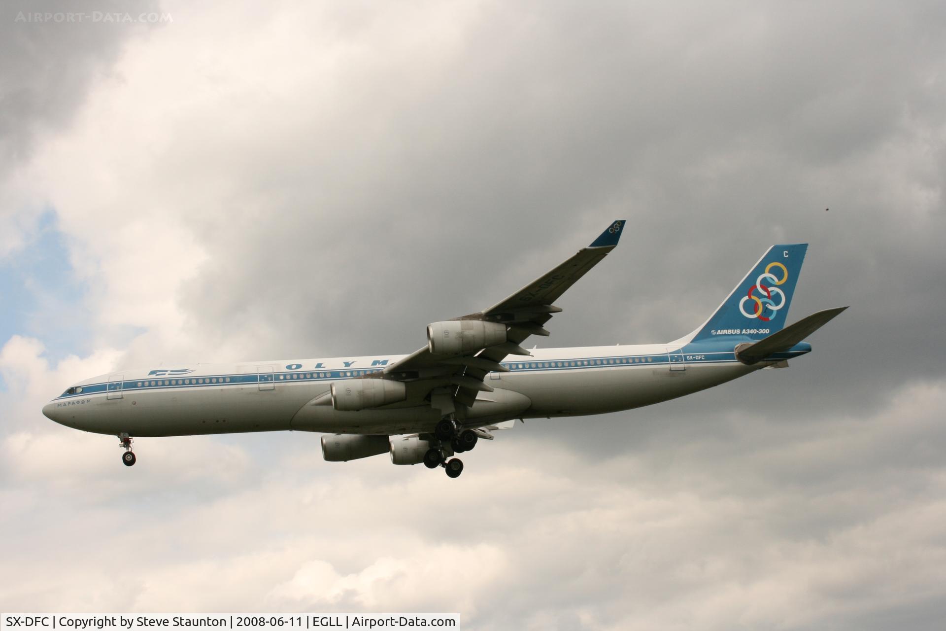 SX-DFC, 1999 Airbus A340-313 C/N 280, Taken at London Heathrow 11th June 2008