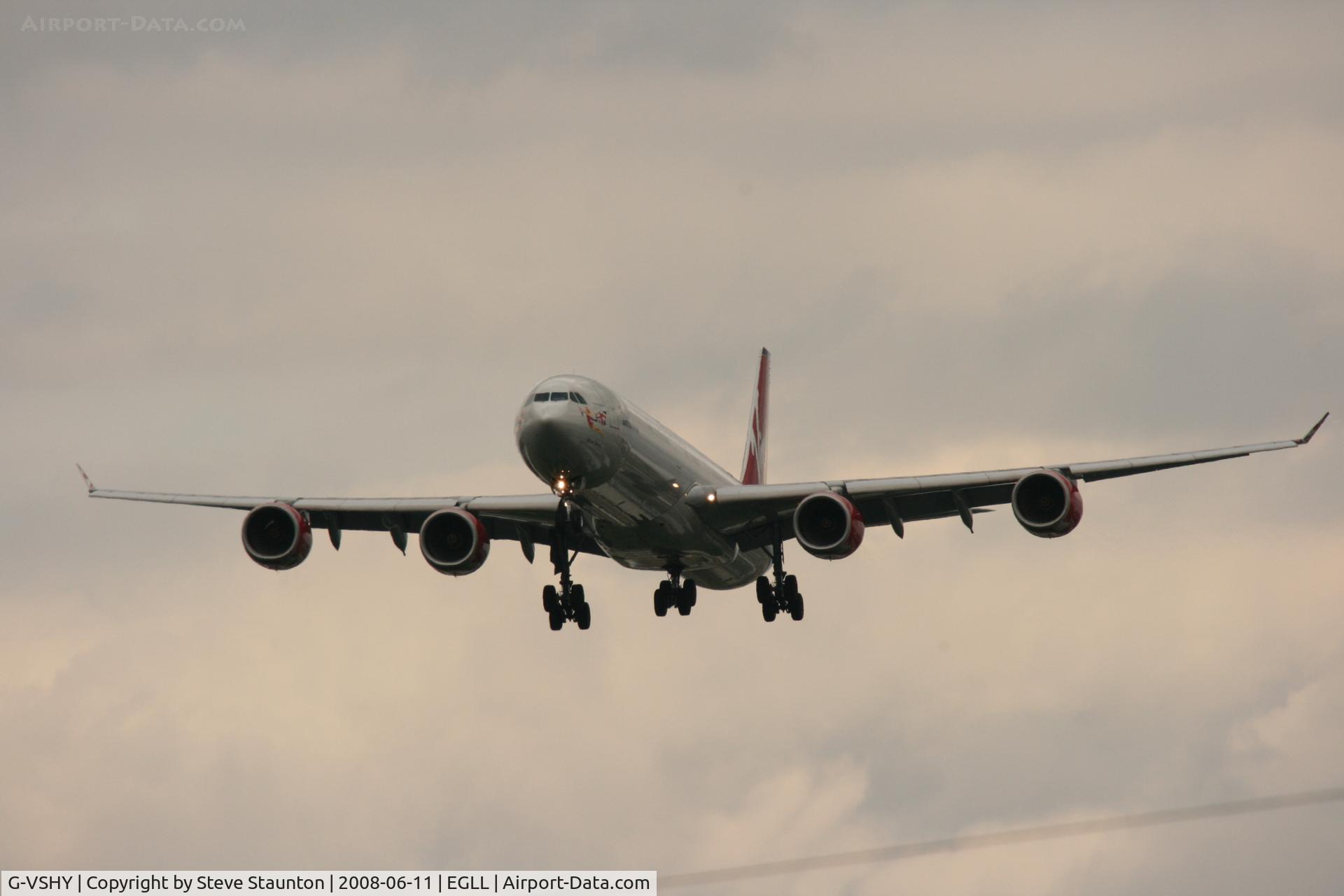 G-VSHY, 2002 Airbus A340-642 C/N 383, Taken at London Heathrow 11th June 2008