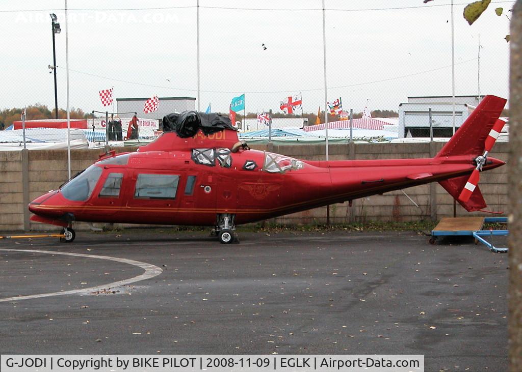 G-JODI, 1984 Agusta A109A II C/N 7265, TUCKED UP IN A CORNER OF THE PREMIAIR SITE