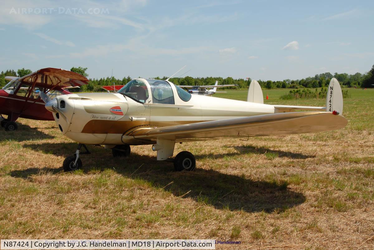 N87424, 1946 Erco 415C Ercoupe C/N 597, at Horn Point MD Fly In