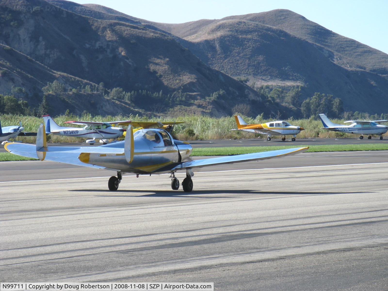 N99711, 1946 Erco 415D Ercoupe C/N 2334, 1946 ERCO ERCOUPE 415-D, Continental O-200 100 Hp upgrade, taxi to Rwy 04