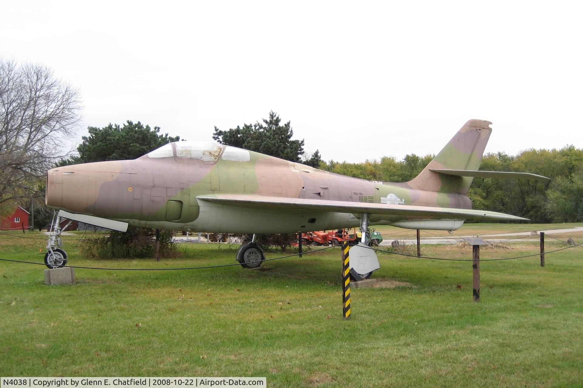 N4038, 1951 Republic F-84F Thunderstreak C/N 51-9444, At Seminole Valley Park, Cedar Rapids, IA