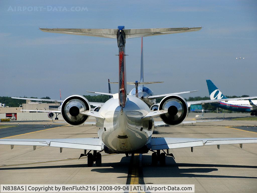 N838AS, 1998 Bombardier CRJ-200ER (CL-600-2B19) C/N 7276, Waiting in rush hour at ATL.