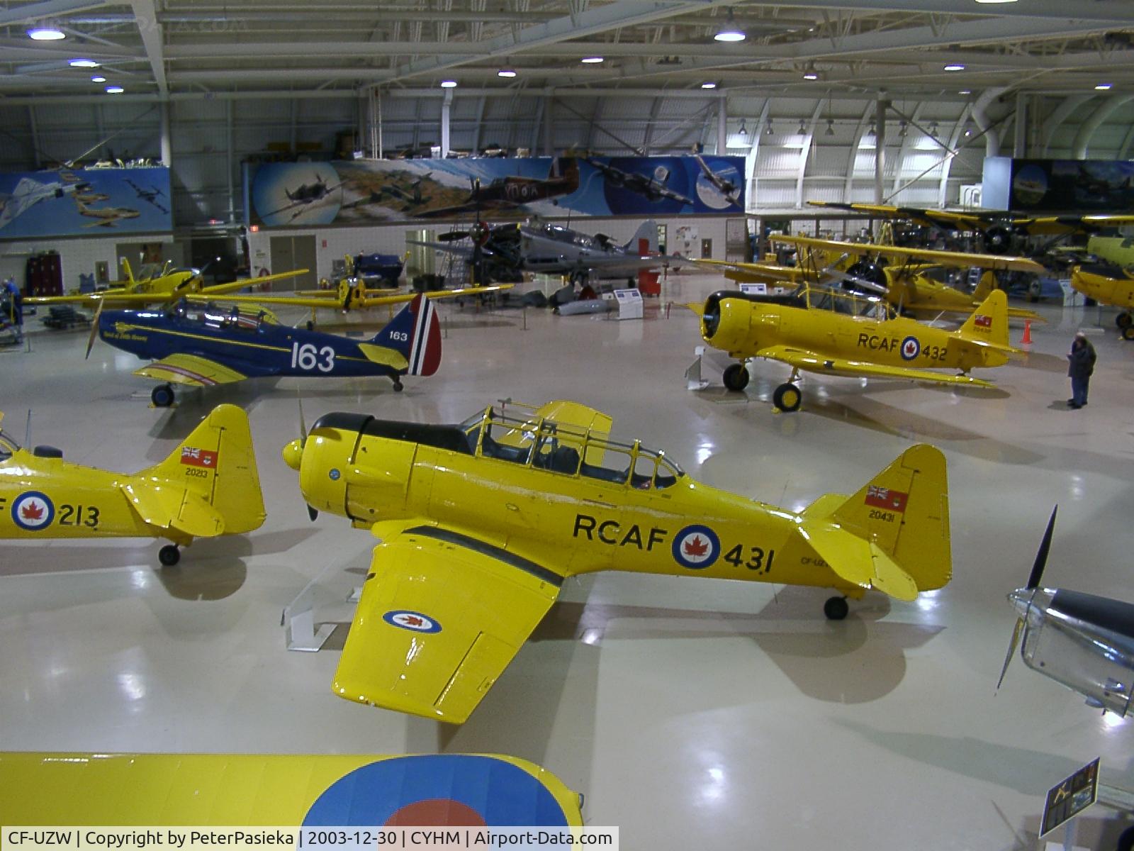 CF-UZW, Canadian Car & Foundry T-6 Harvard Mk.4 C/N CCF4-222, Canadian Warplane Heritage Museum is located at the Hamilton Airport, Ontario Canada