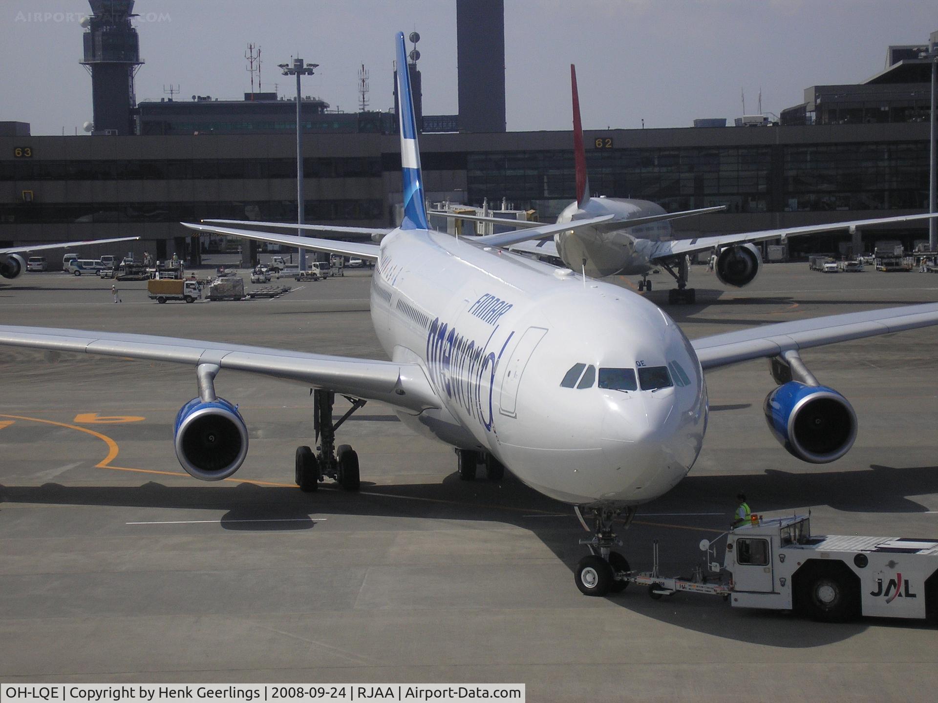 OH-LQE, 2008 Airbus A340-313E C/N 938, Departure AY to Helsinki; TYO - Narita Airport