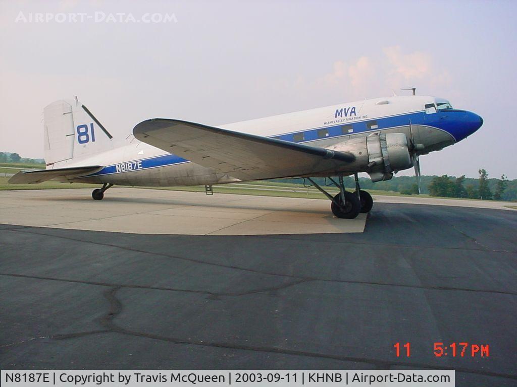 N8187E, Douglas DC-3C C/N 13840, Parked on ramp in front of Terminal....