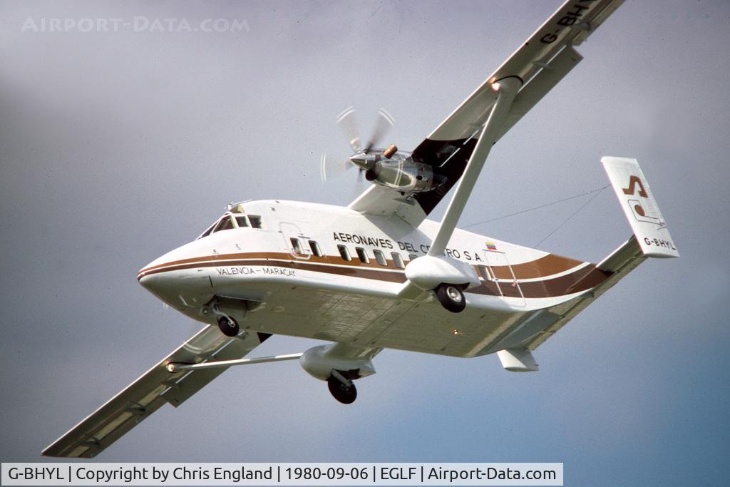G-BHYL, Short 330 C/N SH.3054, demonstration at Farnborough International 1980, for export to Venezuela as YV-374C
