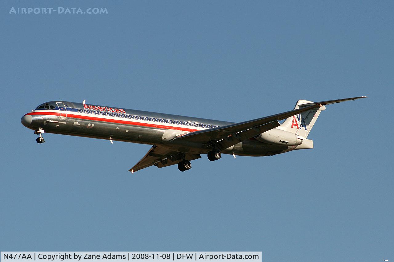 N477AA, 1988 McDonnell Douglas MD-82 (DC-9-82) C/N 49652, Landing runway 36L at DFW