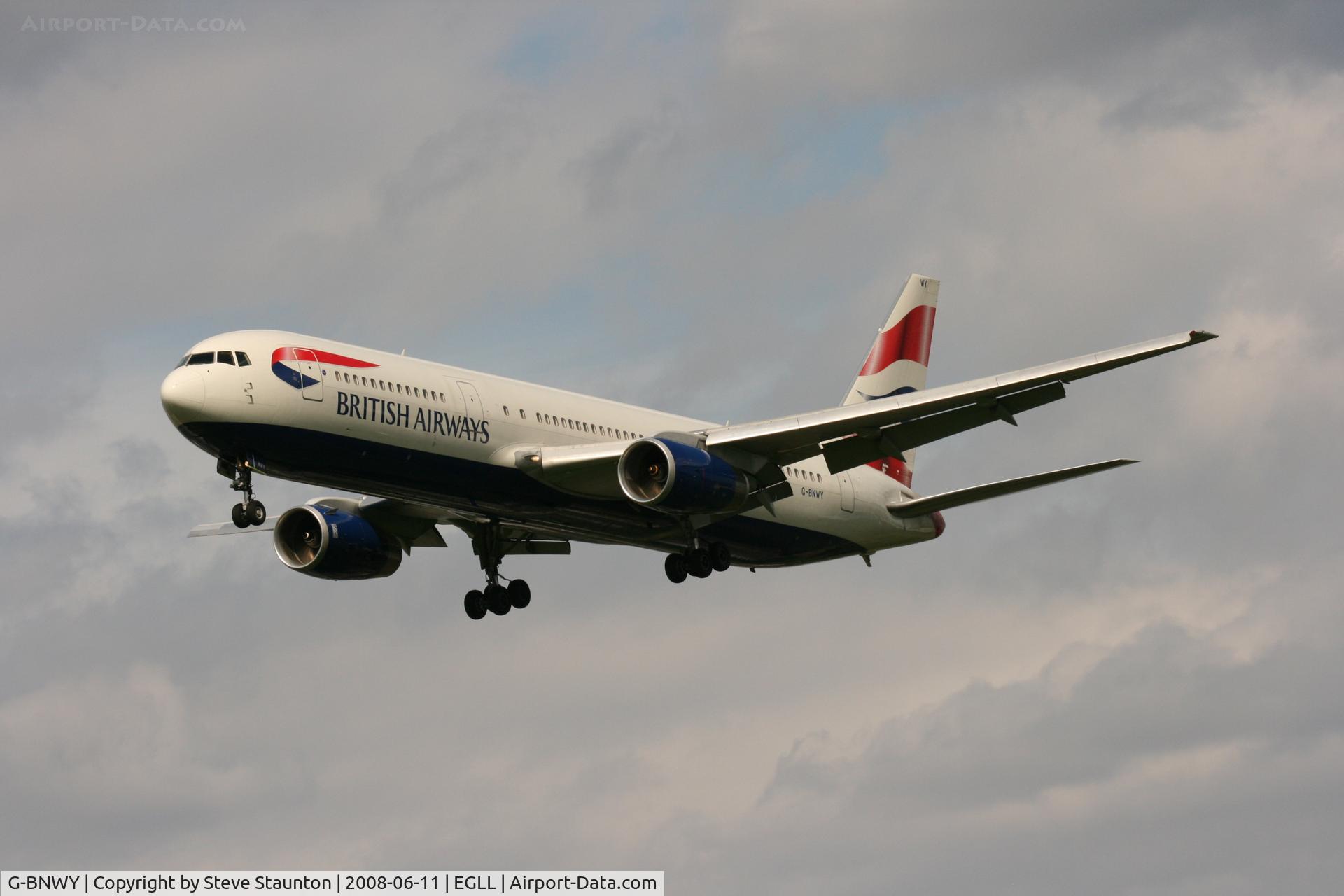 G-BNWY, 1996 Boeing 767-336 C/N 25834, Taken at London Heathrow 11th June 2008