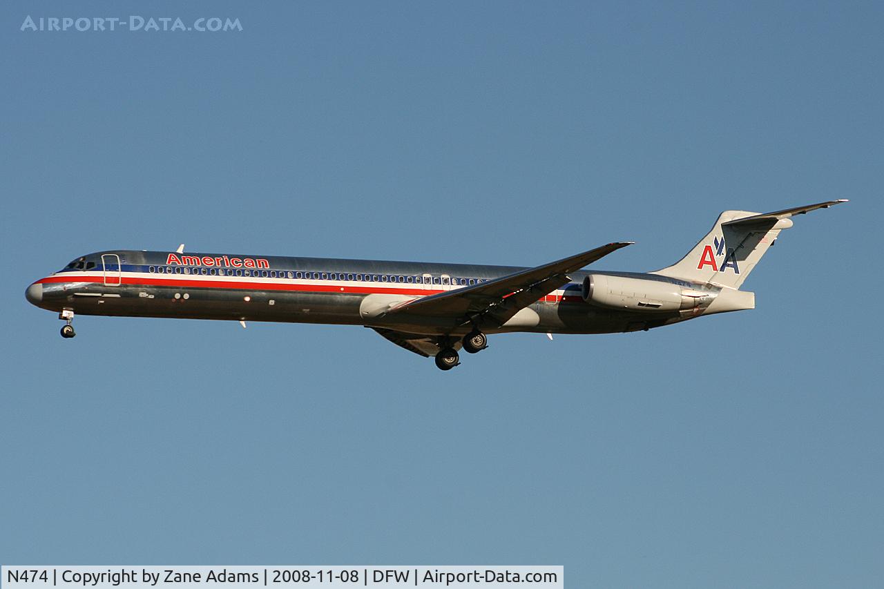 N474, 1988 McDonnell Douglas MD-82 (DC-9-82) C/N 49649, Landing runway 36L at DFW