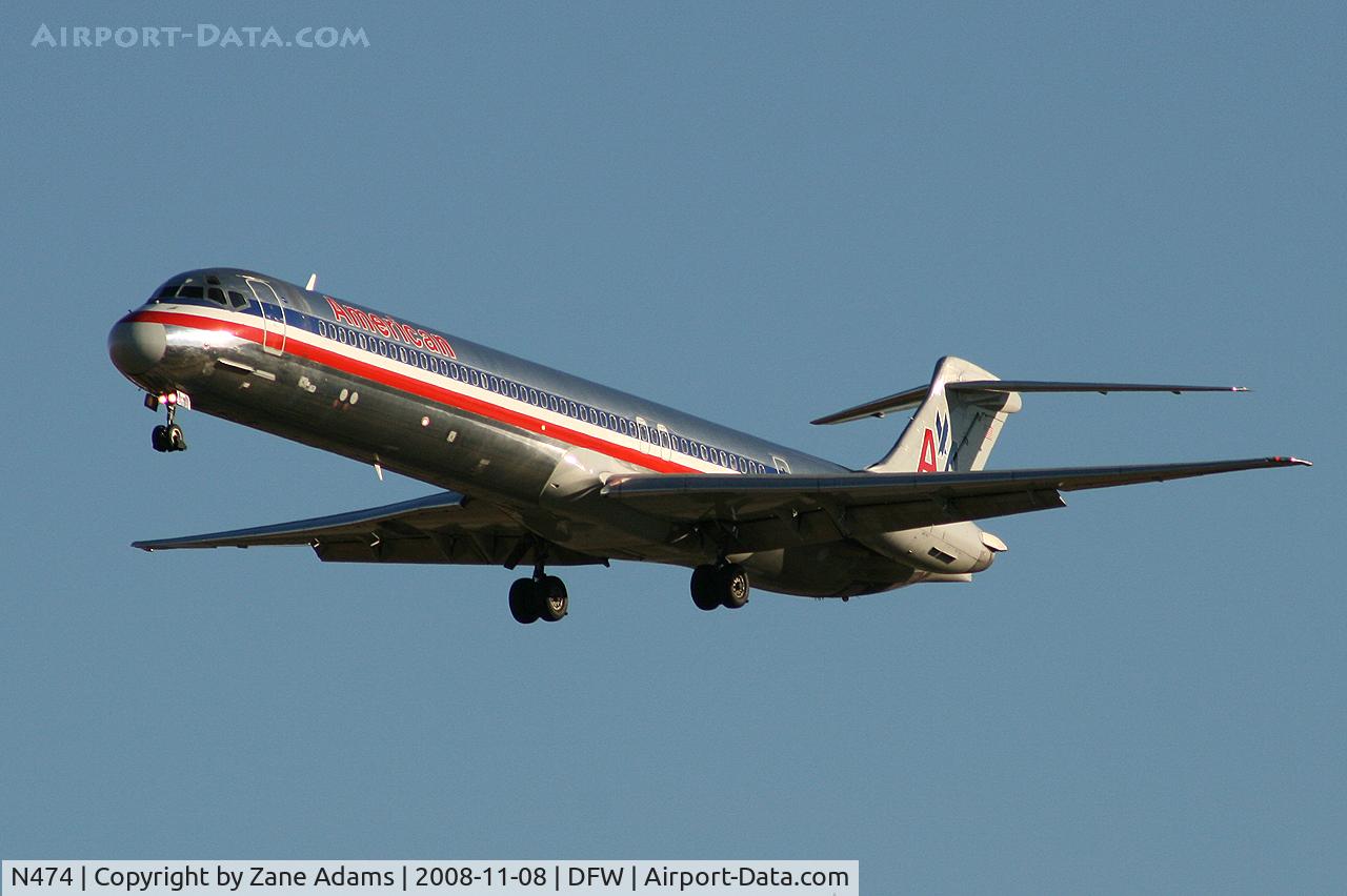 N474, 1988 McDonnell Douglas MD-82 (DC-9-82) C/N 49649, Landing runway 36L at DFW