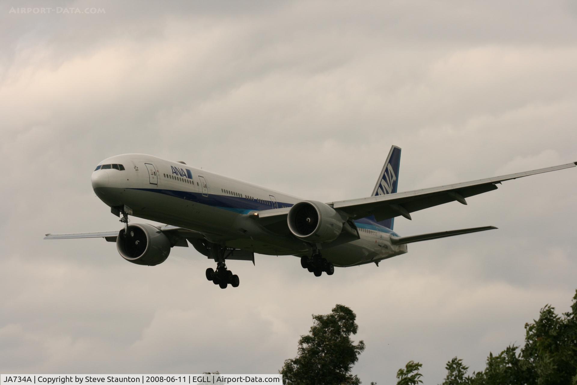 JA734A, 2006 Boeing 777-381/ER C/N 32649, Taken at London Heathrow 11th June 2008