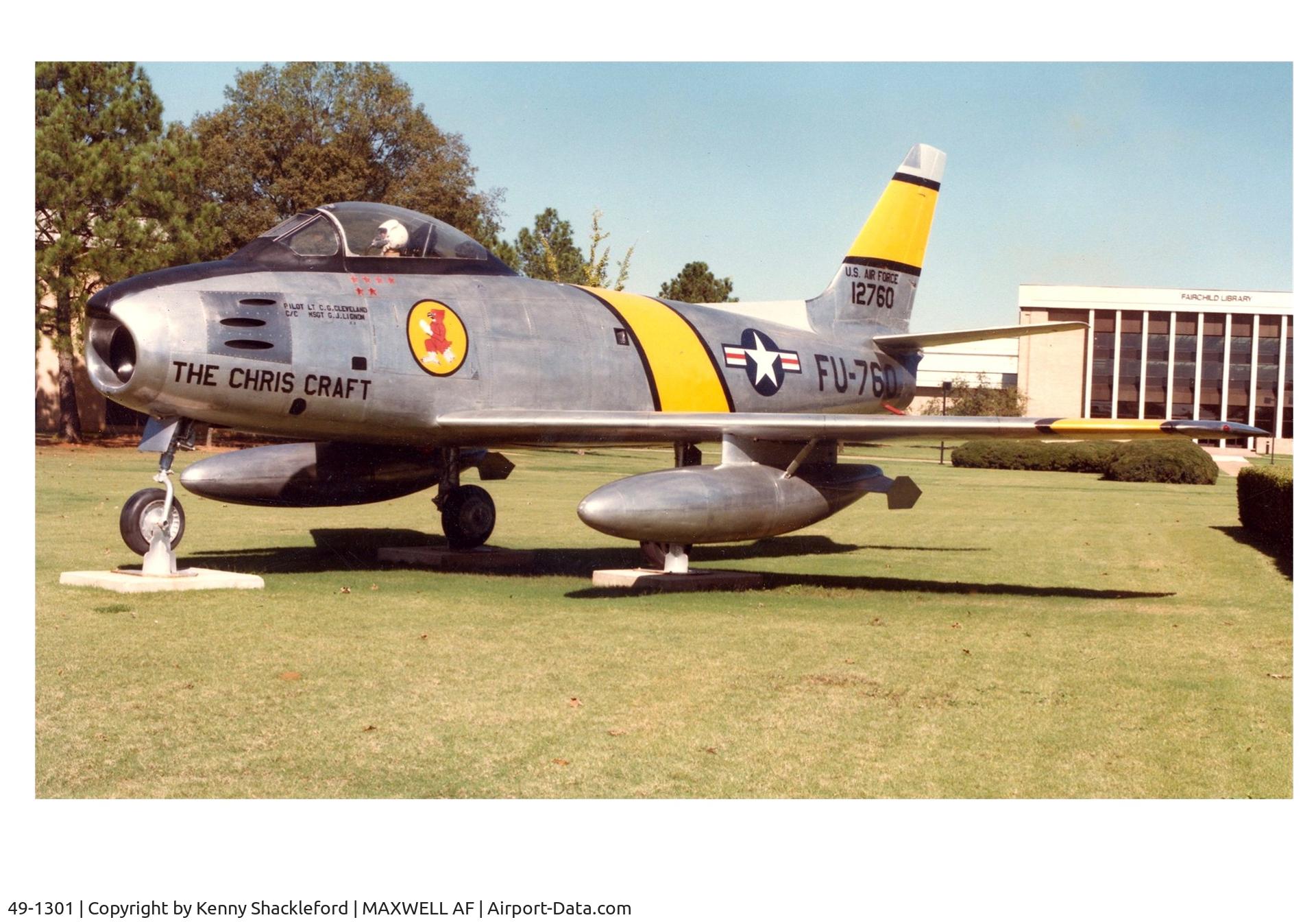 49-1301, 1949 North American F-86A-5-NA Sabre C/N 161-295, Chris Craft in 1984, shortly after it went on display.