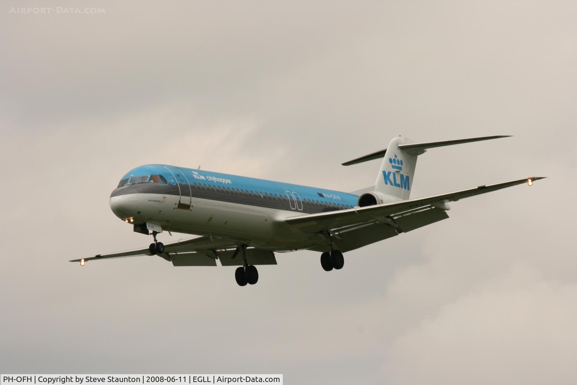 PH-OFH, 1989 Fokker 100 (F-28-0100) C/N 11277, Taken at London Heathrow 11th June 2008