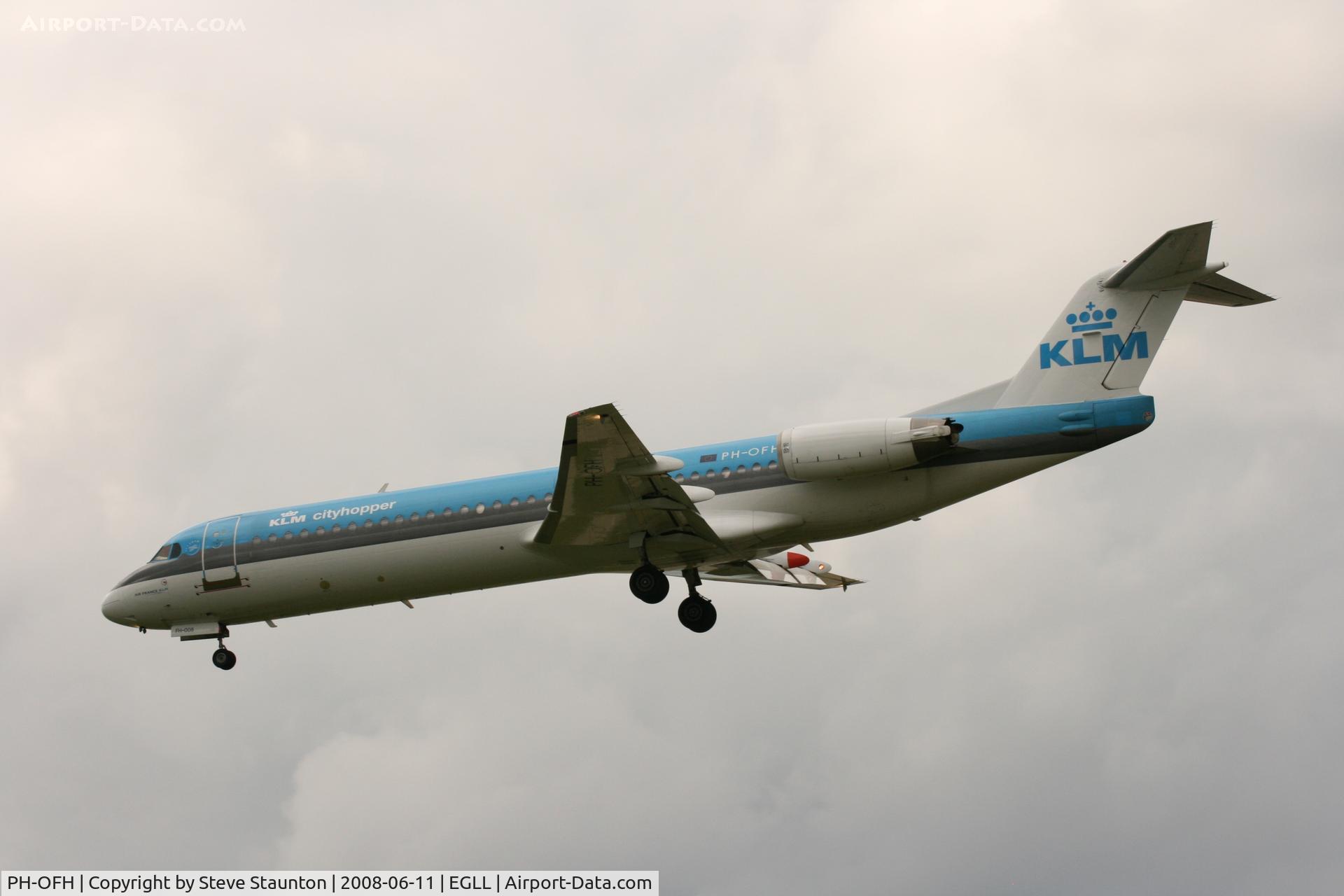 PH-OFH, 1989 Fokker 100 (F-28-0100) C/N 11277, Taken at London Heathrow 11th June 2008
