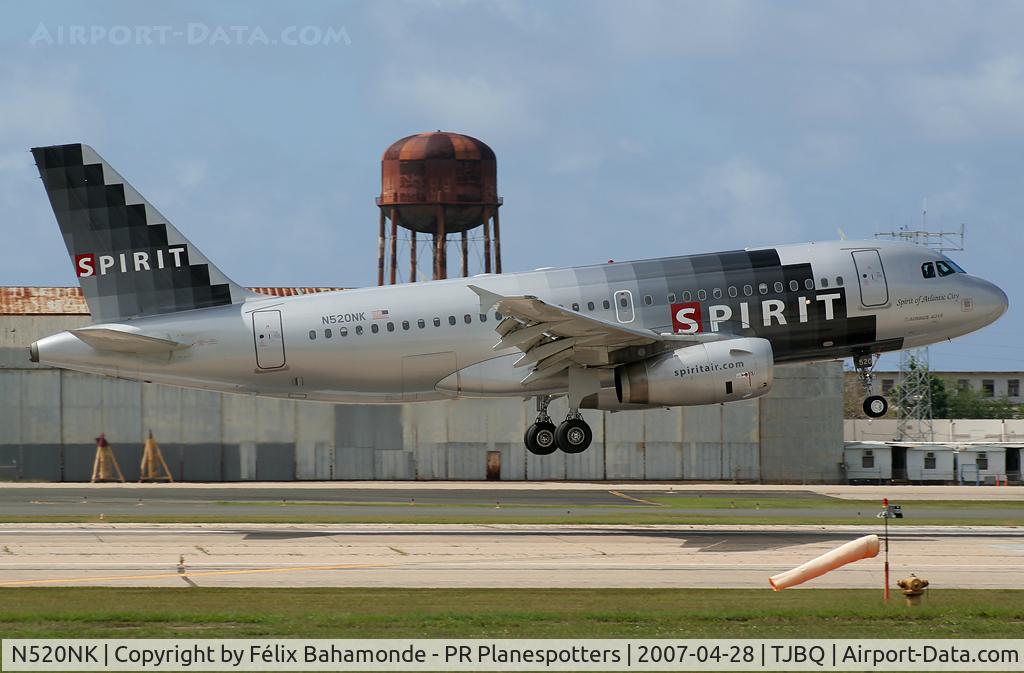 N520NK, 2006 Airbus A319-132 C/N 2784, Landing at TJBQ.