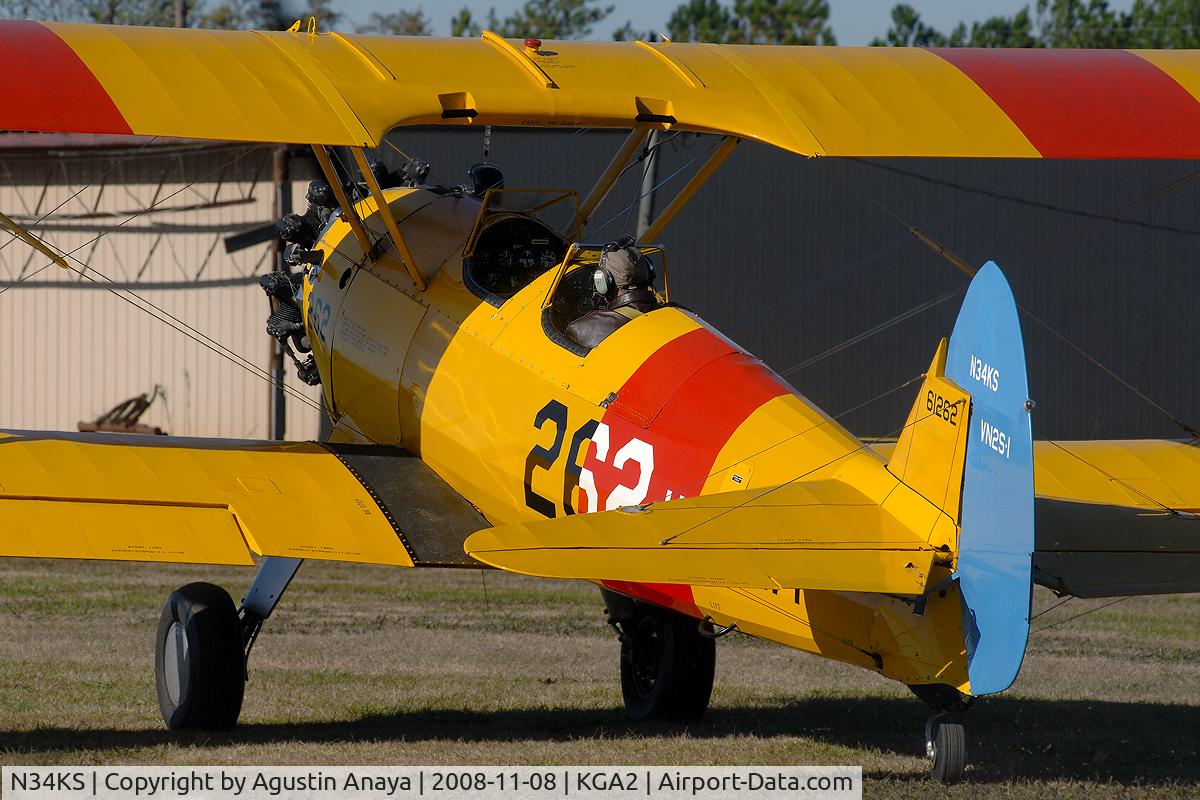 N34KS, 1945 Boeing PT-17 Kaydet (A75N1) C/N 75-5384, Veterans day fly-in.