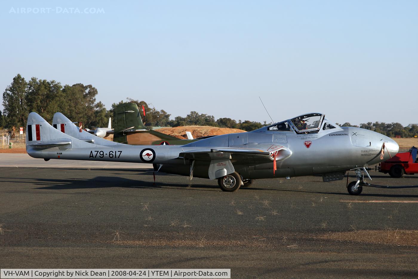 VH-VAM, 1951 De Havilland Australia DH-115 Vampire T.35 C/N DHA4171, Yet again the C/N is not the miitary registration, the C/N (Construction number) of this frame is 4139