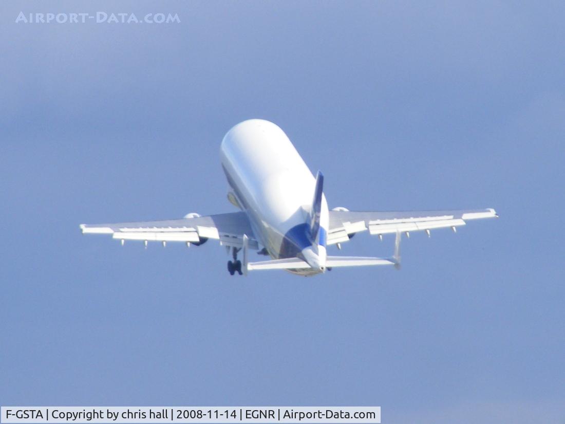 F-GSTA, 1994 Airbus A300B4-608ST Super Transporter C/N 655, departing from Hawarden