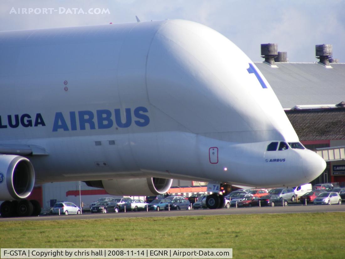 F-GSTA, 1994 Airbus A300B4-608ST Super Transporter C/N 655, close up of the Beluga, this shot shows how BIG this aircraft is when you look at the pilots in the cockpit