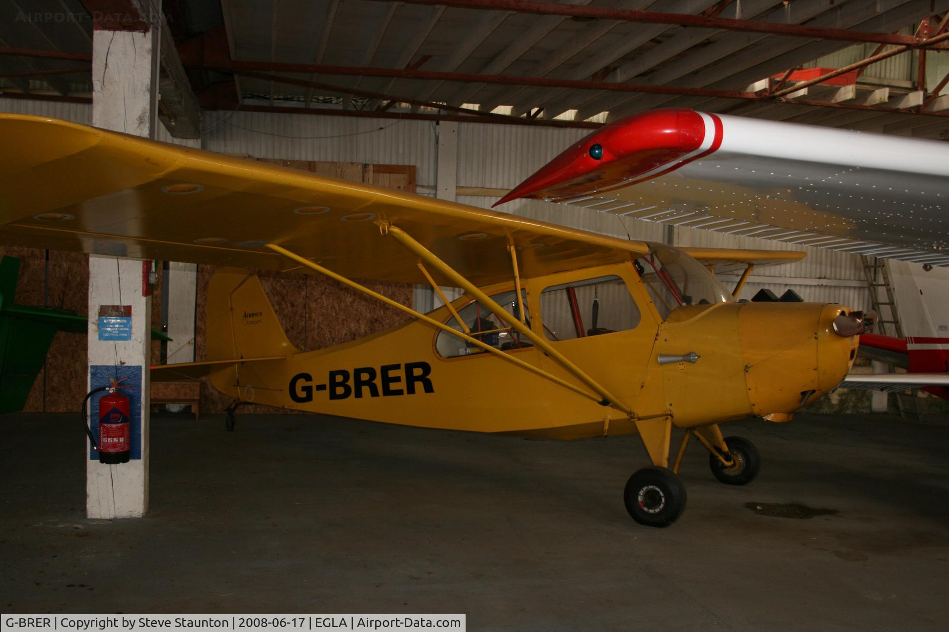 G-BRER, 1946 Aeronca 7AC Champion C/N 7AC-6758, Taken at Bodmin Airfield, June 2008.
