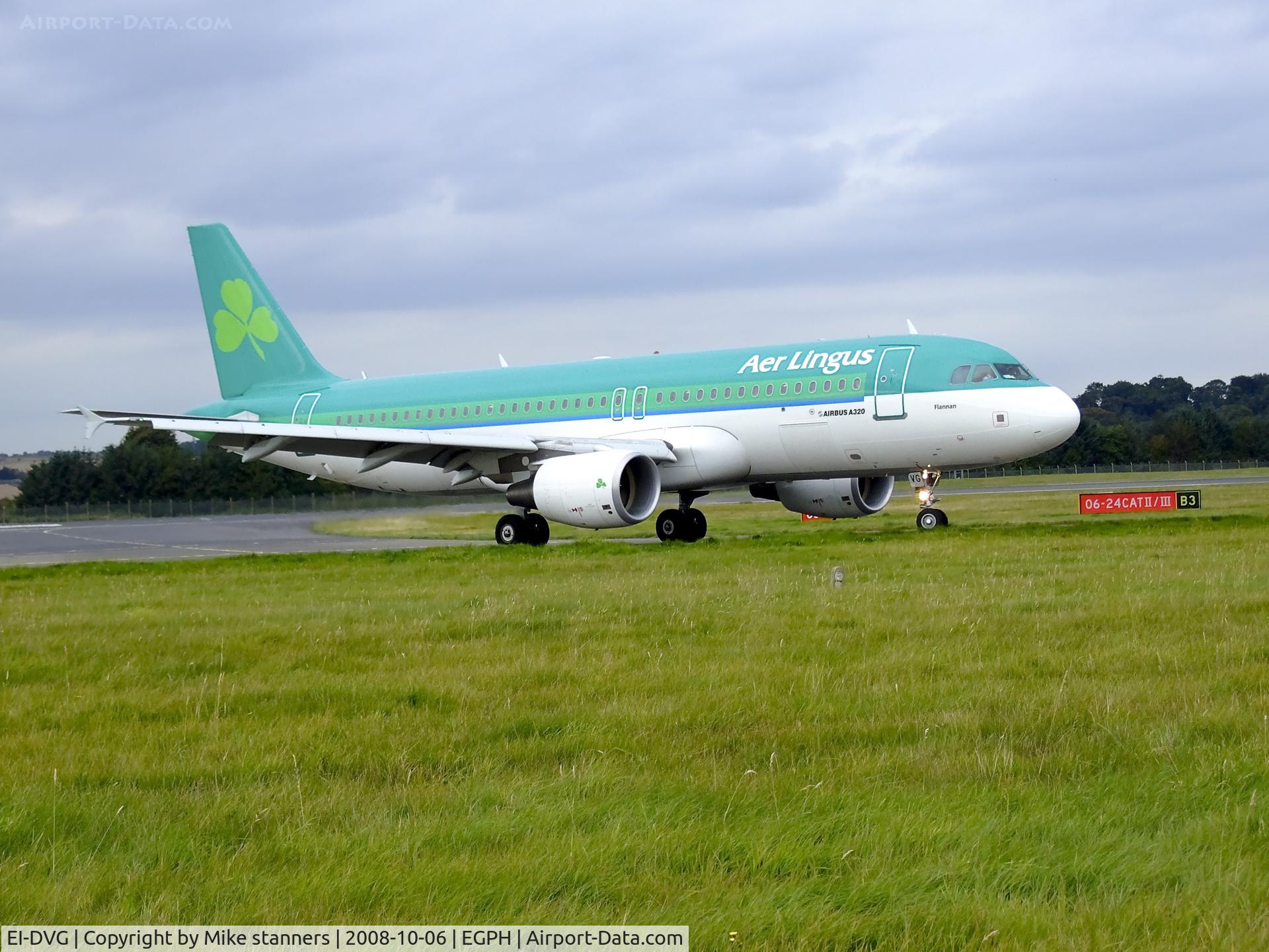 EI-DVG, 2007 Airbus A320-214 C/N 3318, Aer lingus A320 Taxiing into EDI as 