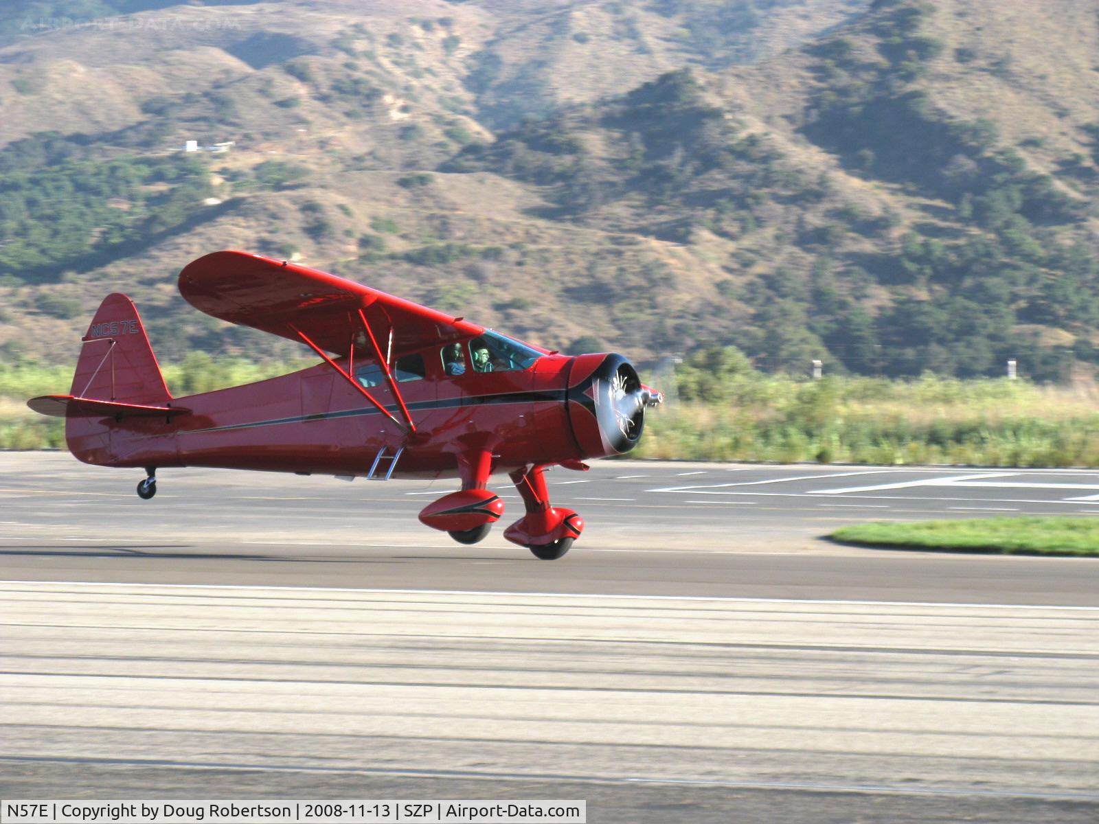 N57E, 1929 Howard Aircraft DGA-11 C/N 88, 1937 Howard DGA-11 CUSTOM, P&W R-985-N Wasp Jr. 450 Hp, landing one wheel Rwy 22