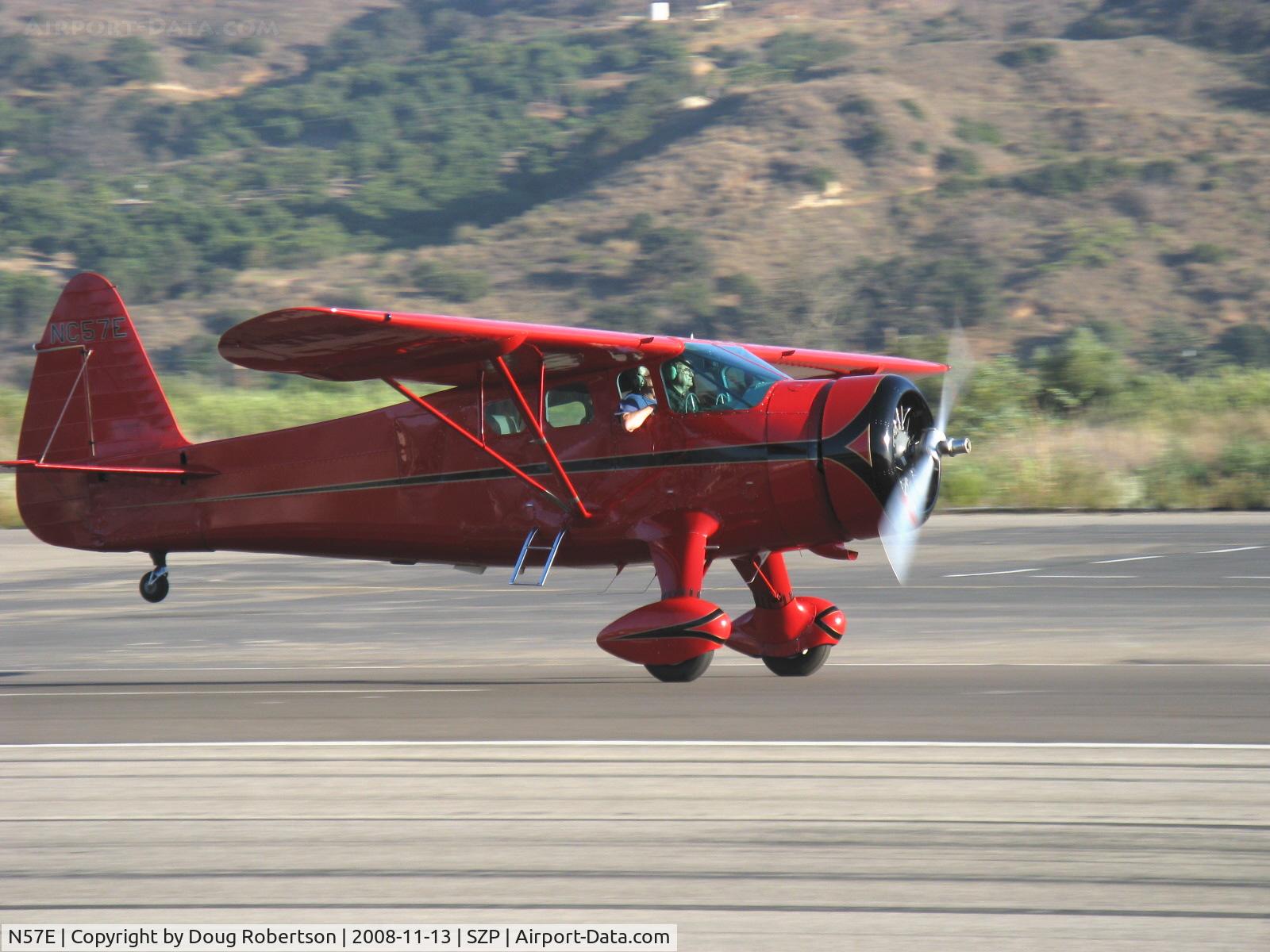 N57E, 1929 Howard Aircraft DGA-11 C/N 88, 1937 Howard DGA-11 CUSTOM, P&W R-985-N Wasp Jr. 450 Hp, takeoff roll Rwy 22. 