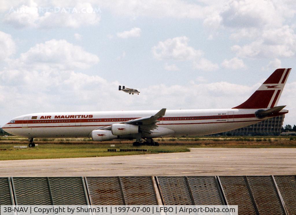 3B-NAV, 1995 Airbus A340-312 C/N 094, Rolling holding point rwy 32R for departure...