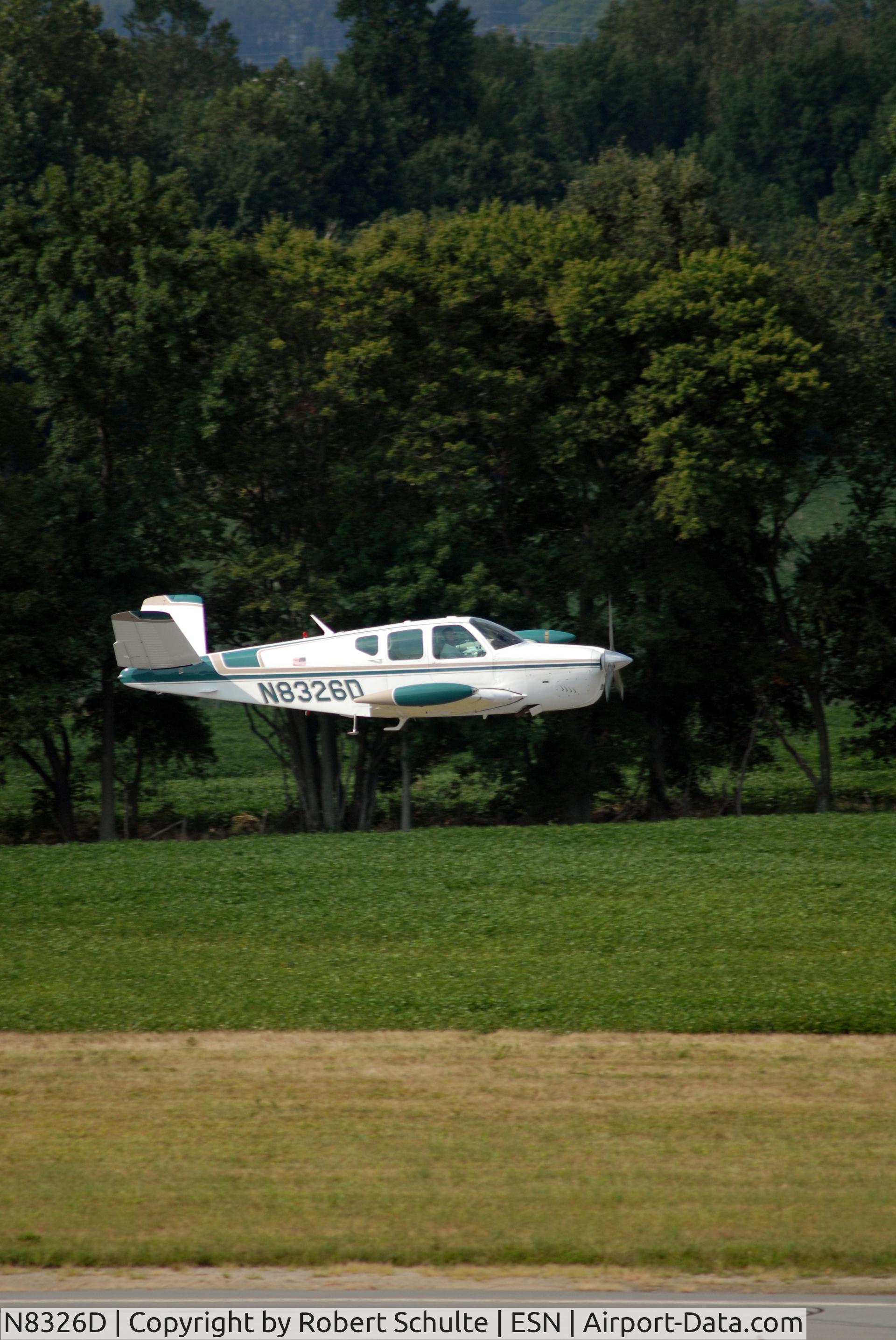 N8326D, 1958 Beech J35 Bonanza C/N D-5442, Gear-up Fly-by at Easton Airport
