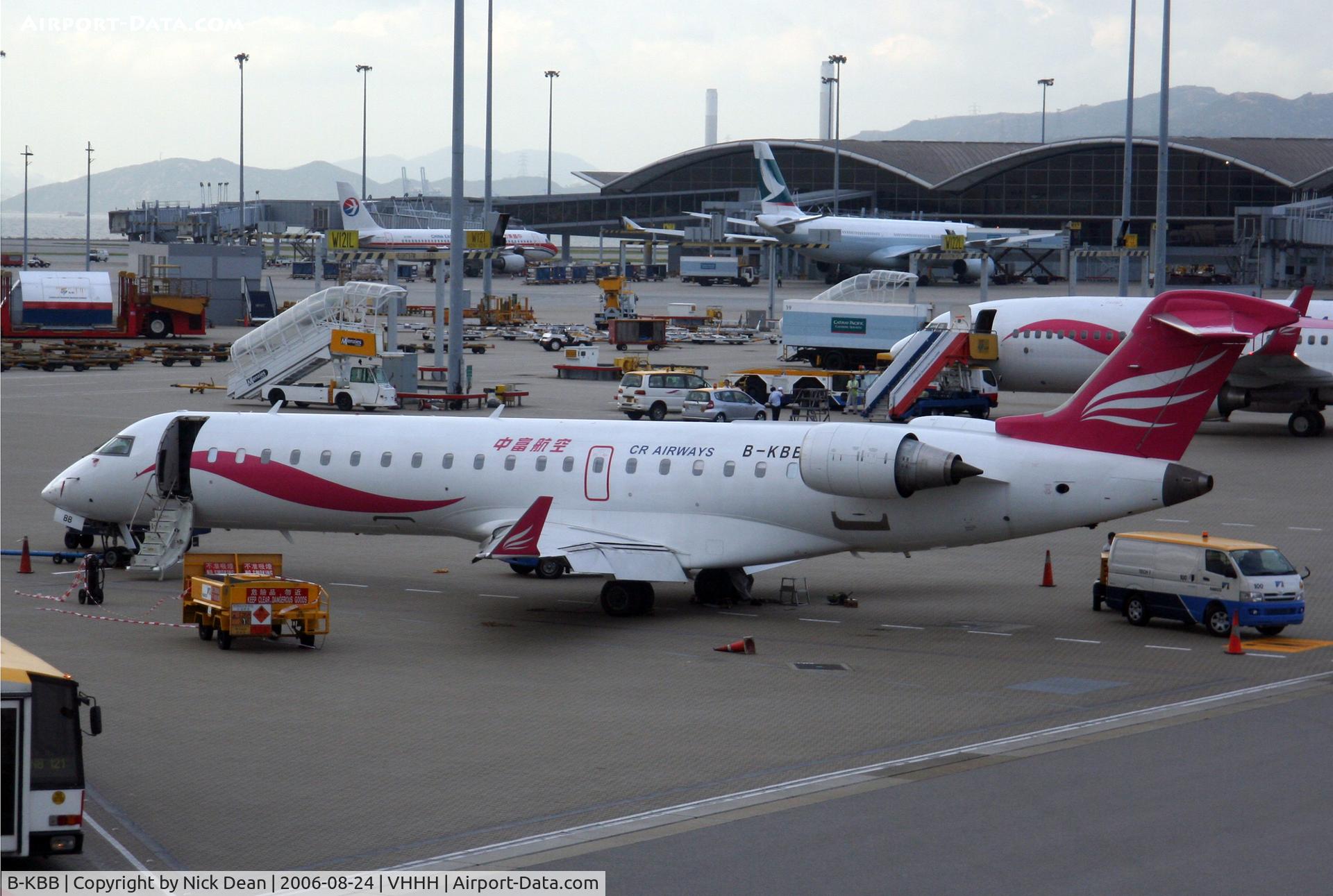 B-KBB, 2002 Bombardier CRJ-701ER (CL-600-2C10) Regional Jet C/N 10052, Taxying in to HKG on my way to Singapore and Auckland