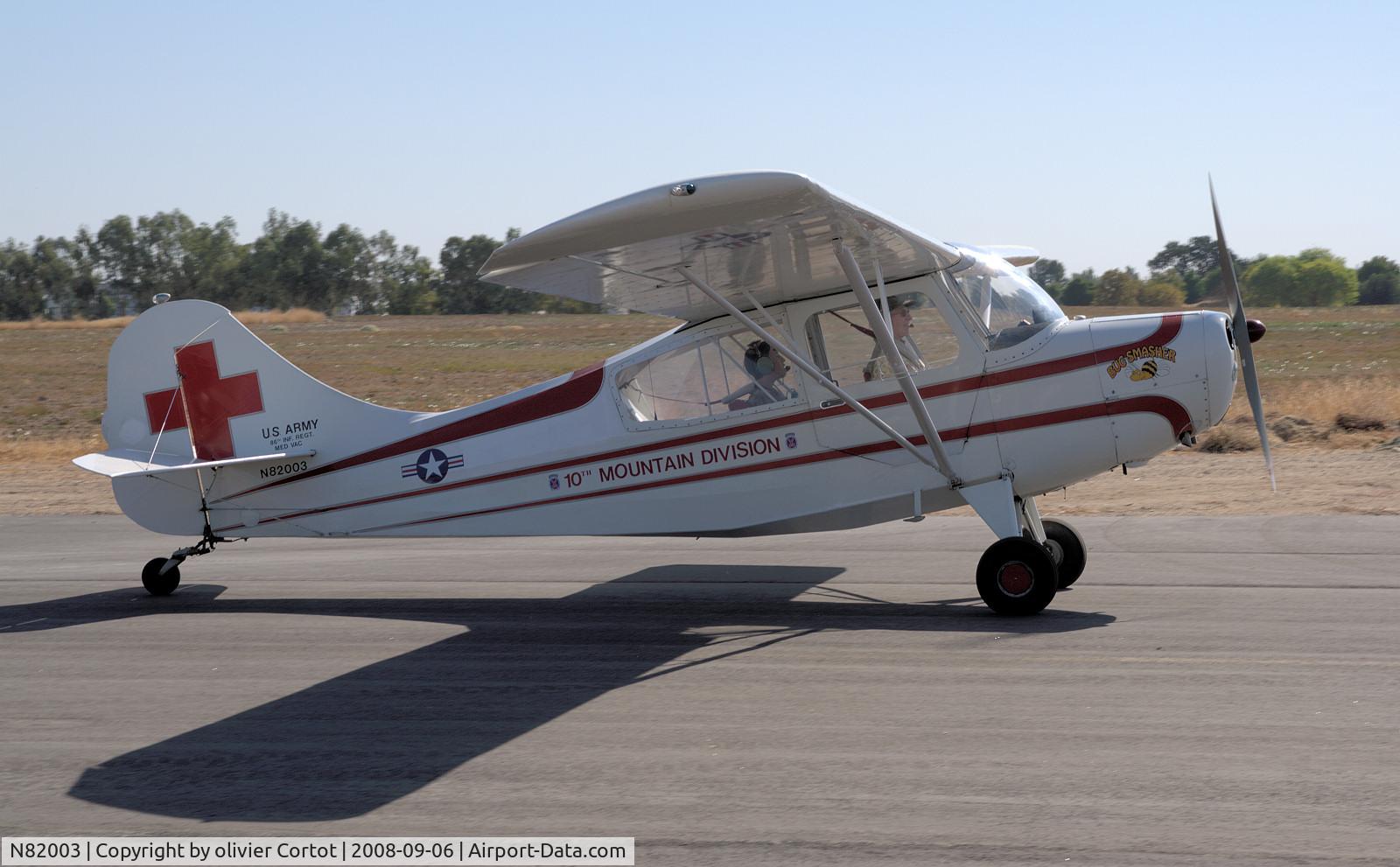 N82003, 1946 Aeronca 7AC Champion C/N 7AC-628, on the runway of the Estrella Warbird museum